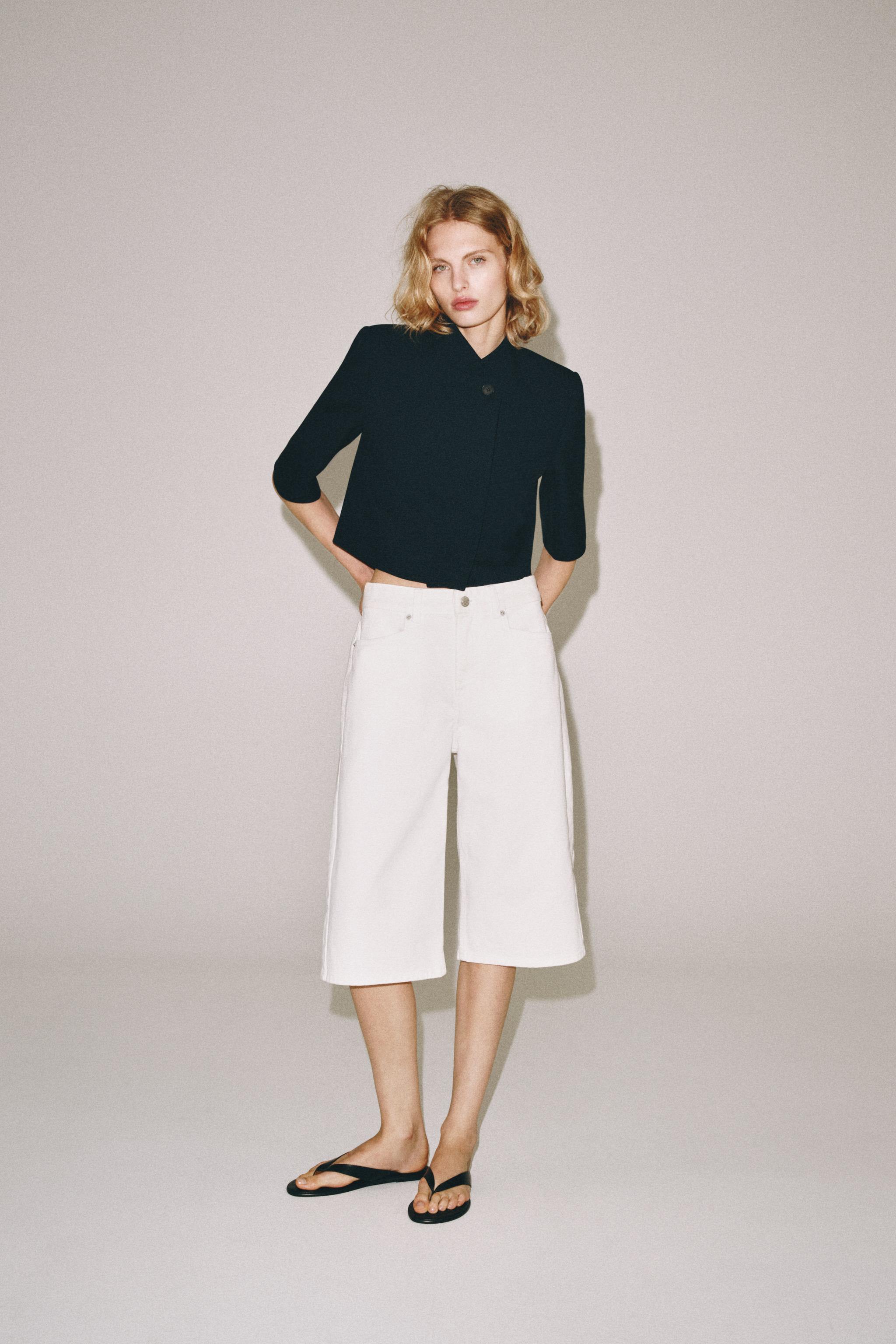 Укороченный блейзер ZW COLLECTION с коротким рукавом — ZARA