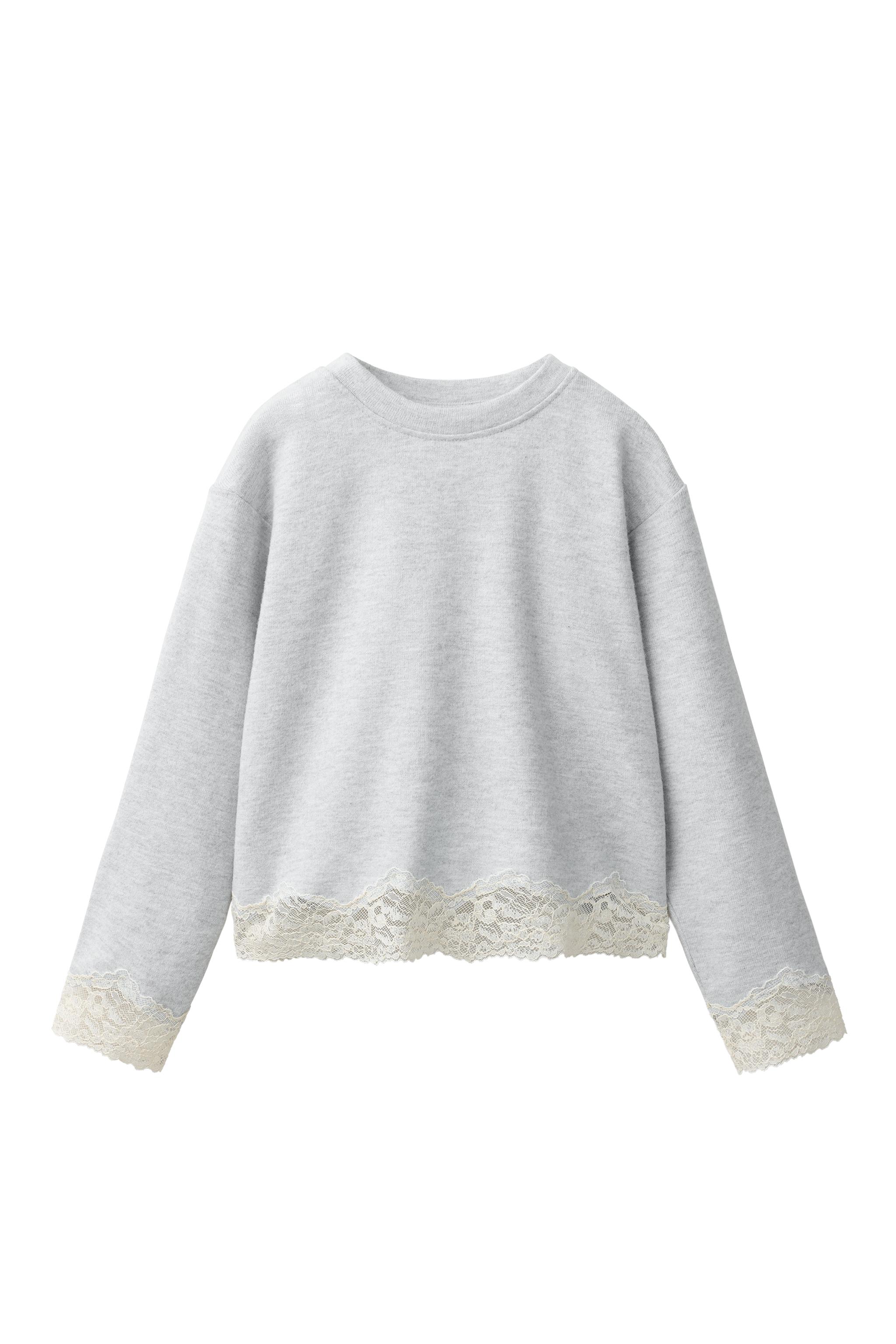 Футболка с кружевной отделкой из мягкого материала — ZARA