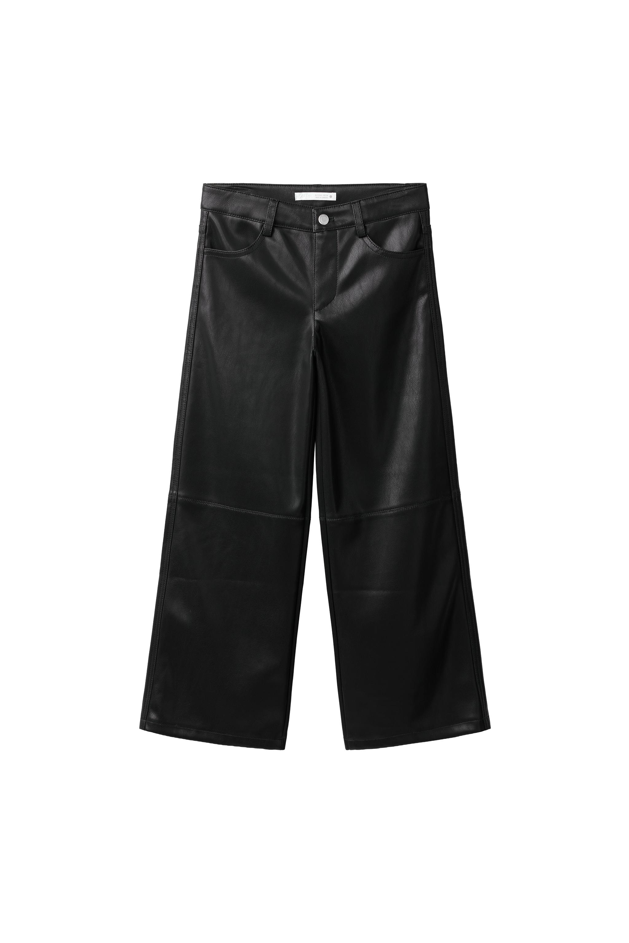 WIDE-LEG LEATHER EFFECT TROUSERS — ZARA