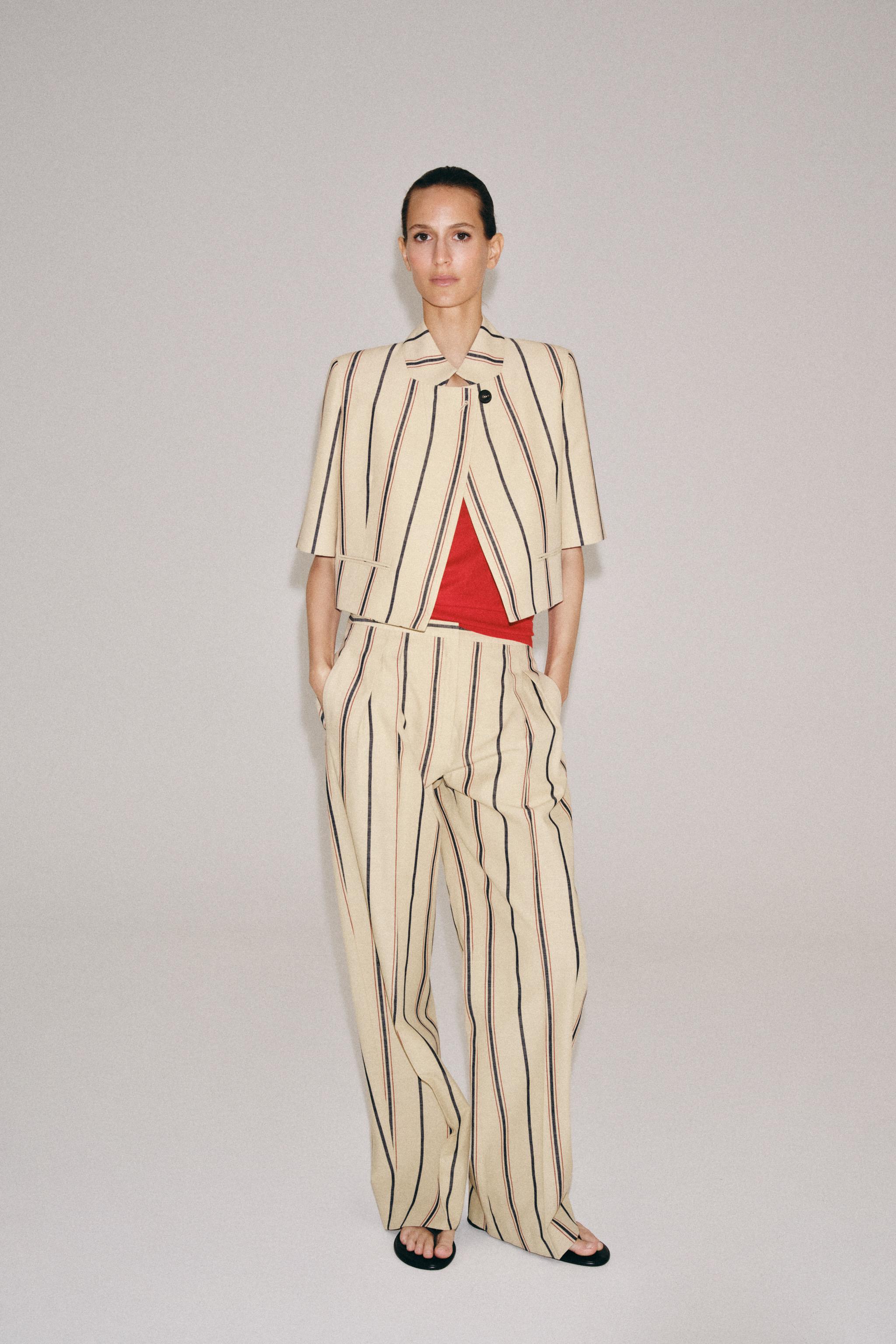 Брюки ZW COLLECTION в складку в полоску — ZARA