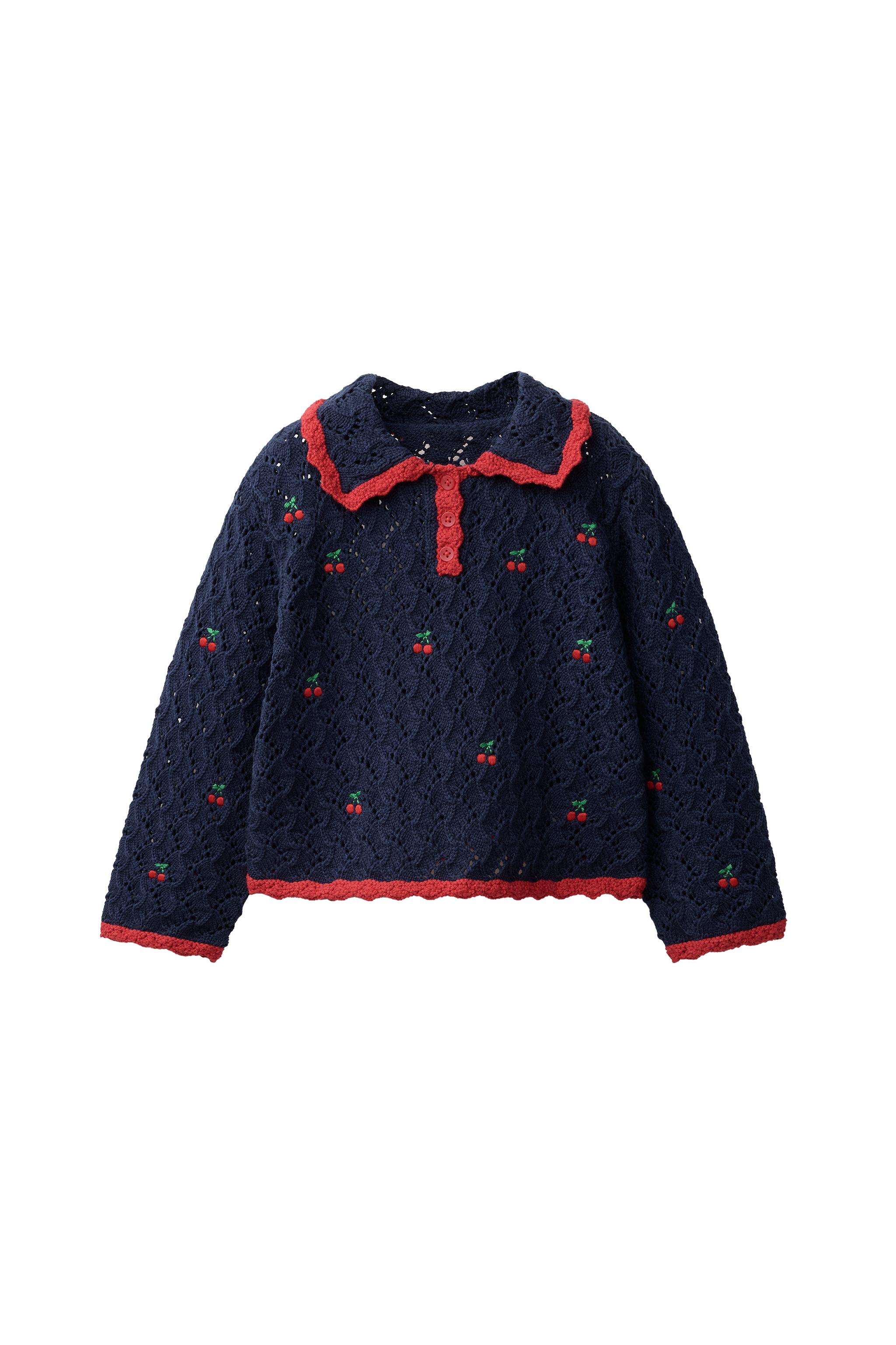 Рубашка поло с вишнёвой ажурной отделкой — ZARA