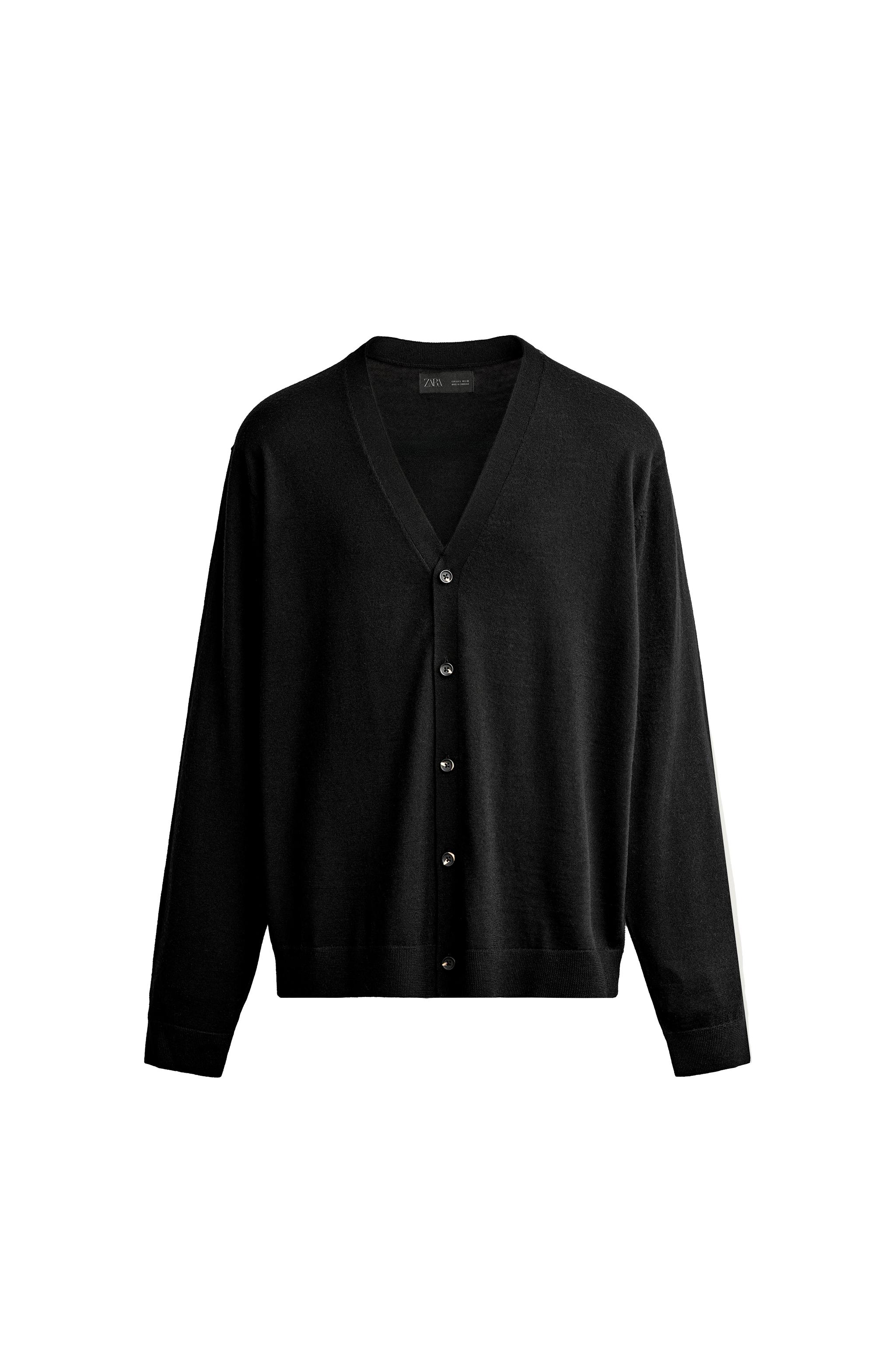 Кардиган классического кроя из 100% шерсти — ZARA