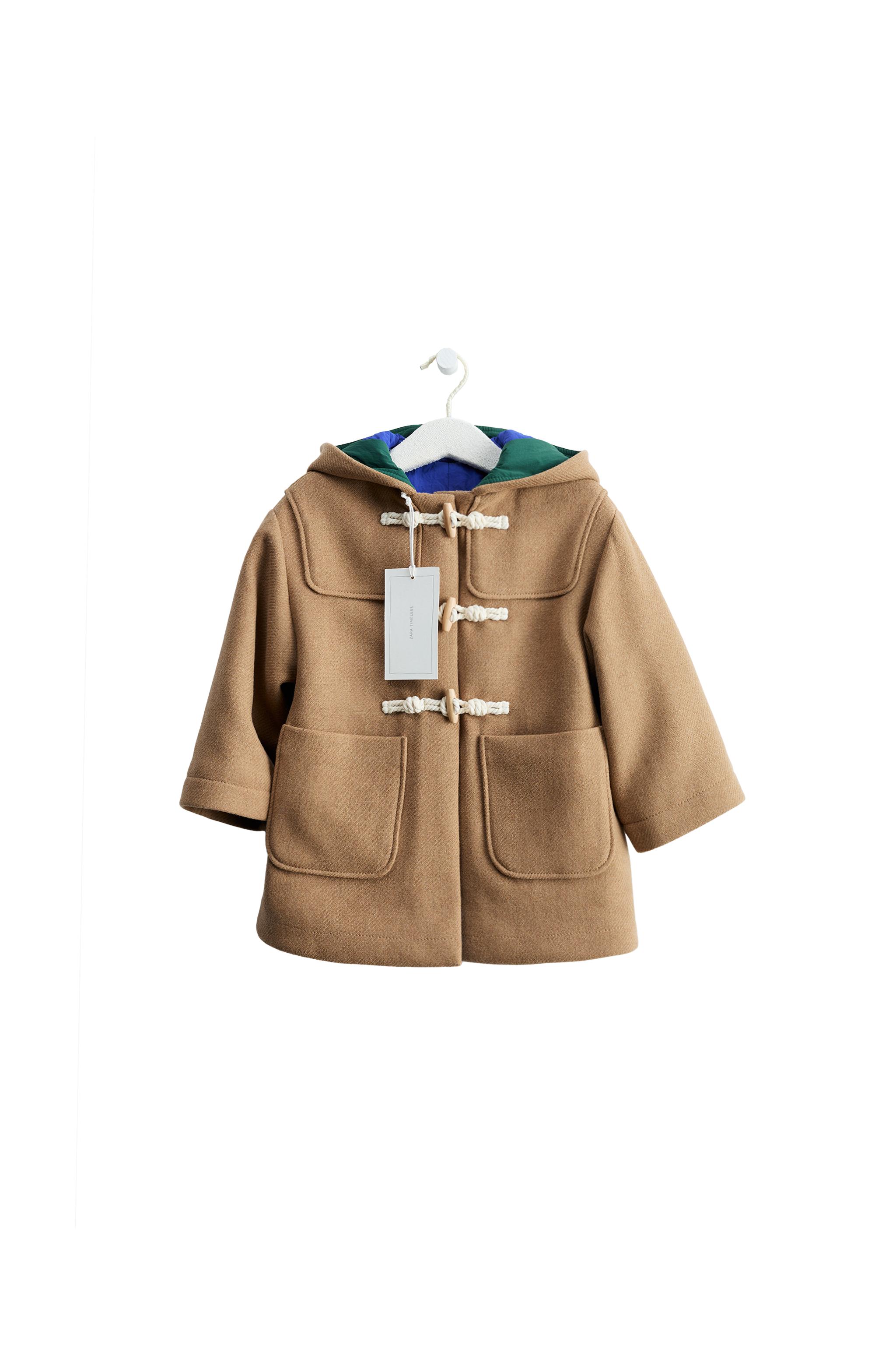 ZARA TIMELESS - дюффлкоут с капюшоном из шерстяной смеси с застёжкой-лягушкой — ZARA