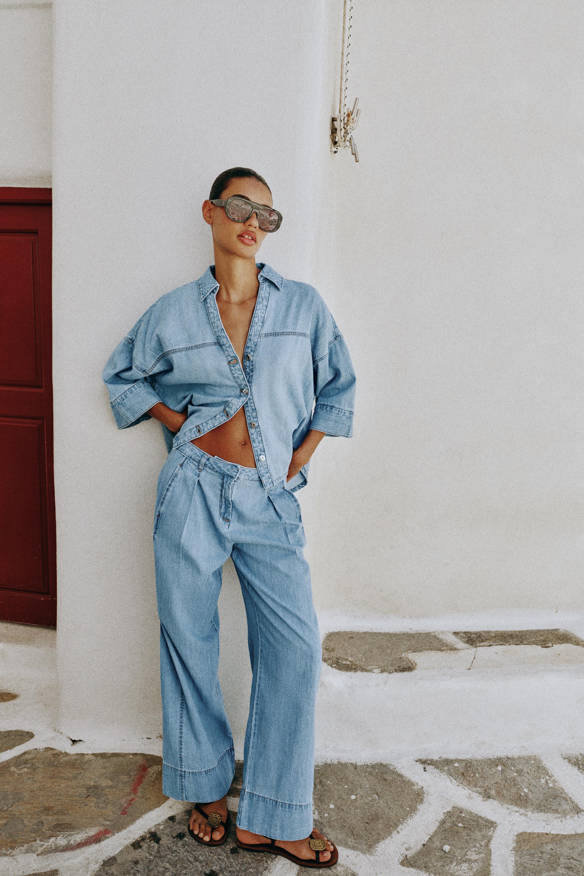 ДЖИНСОВАЯ РУБАШКА Z1975 С ШИРОКИМИ РУКАВАМИ — ZARA