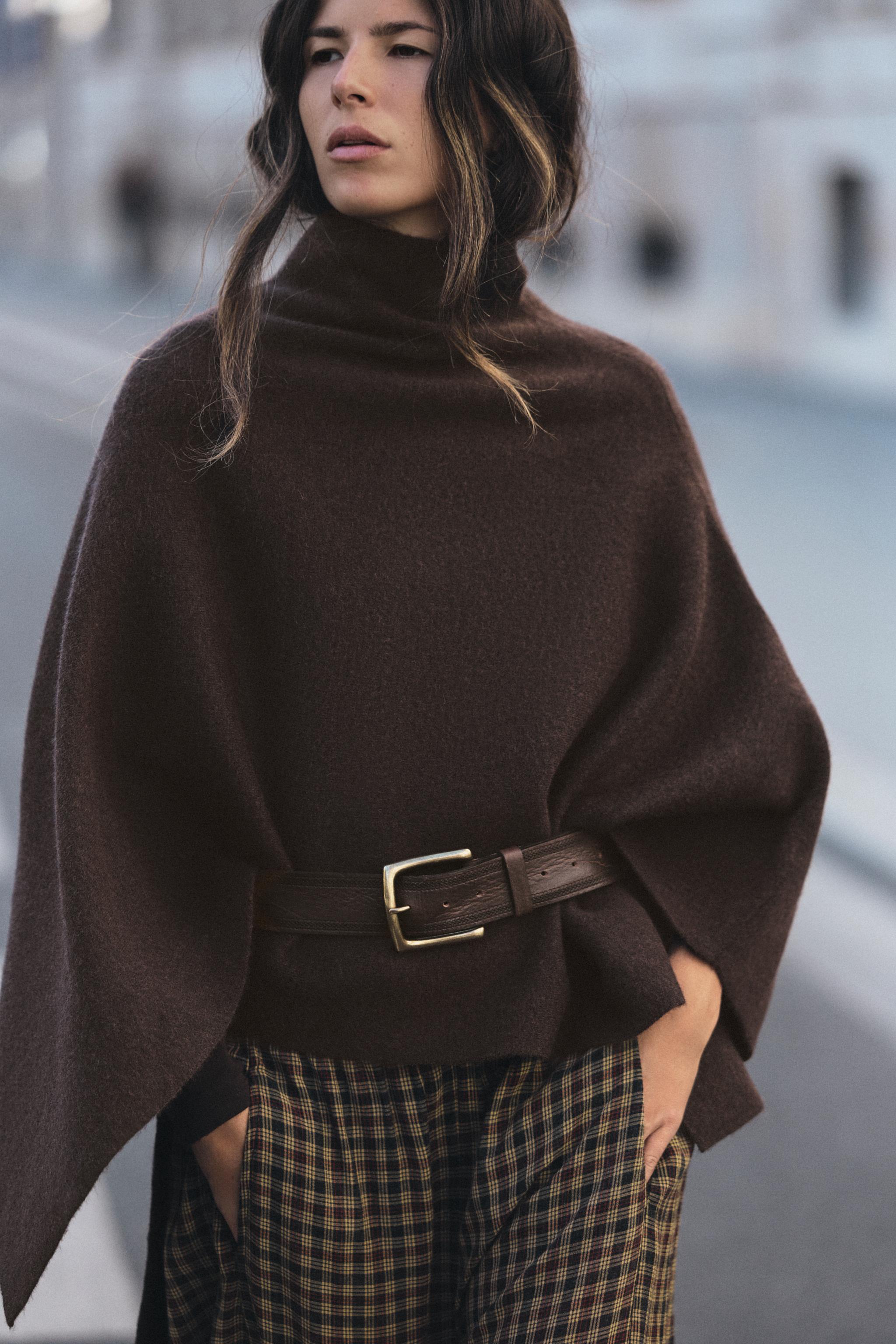 Кожаный ремень с декоративной строчкой и квадратной пряжкой — ZARA