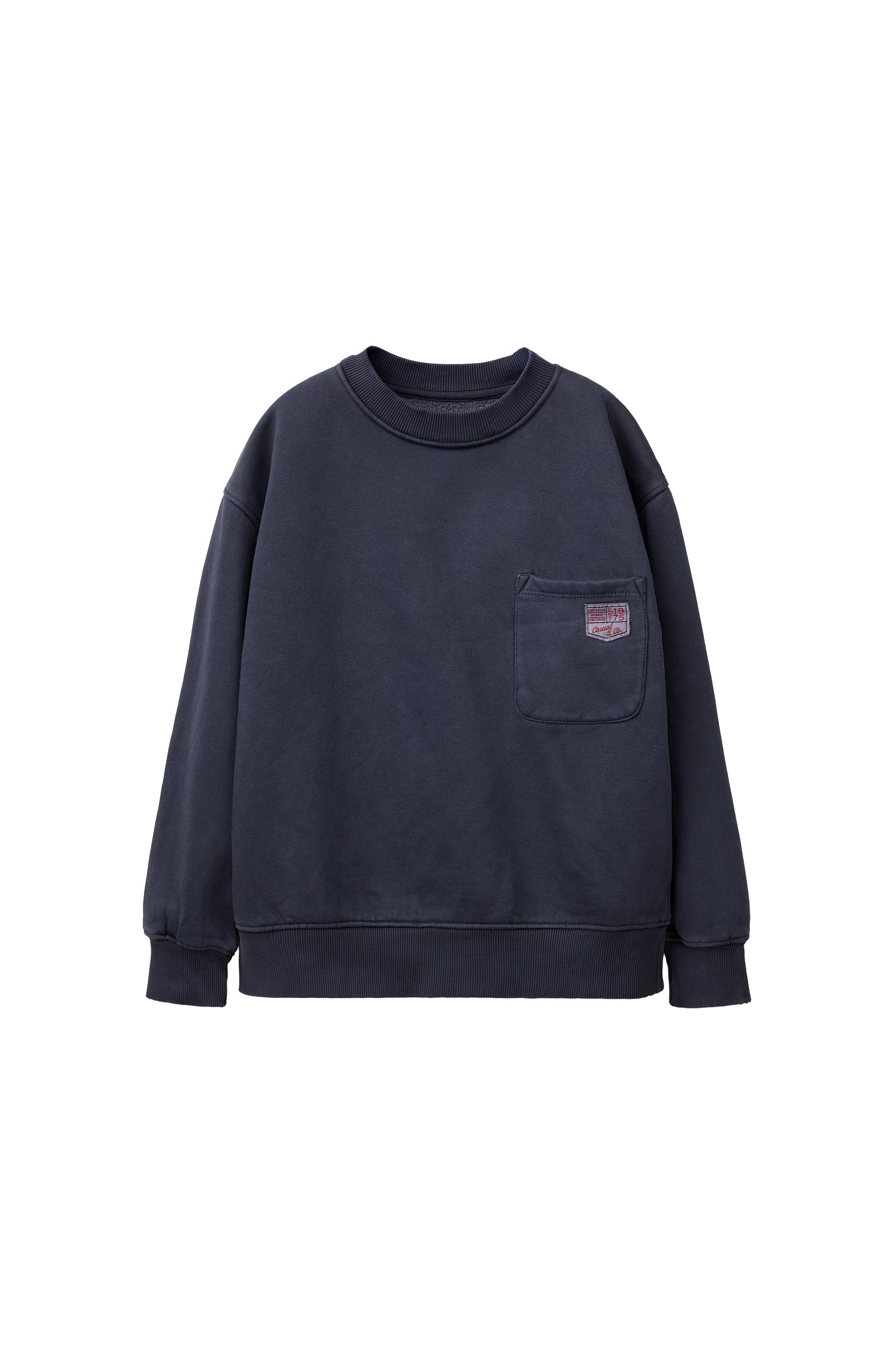 ОДНОТОННАЯ ТОЛСТОВКА С КАРМАНОМ И НАШИВКОЙ — ZARA