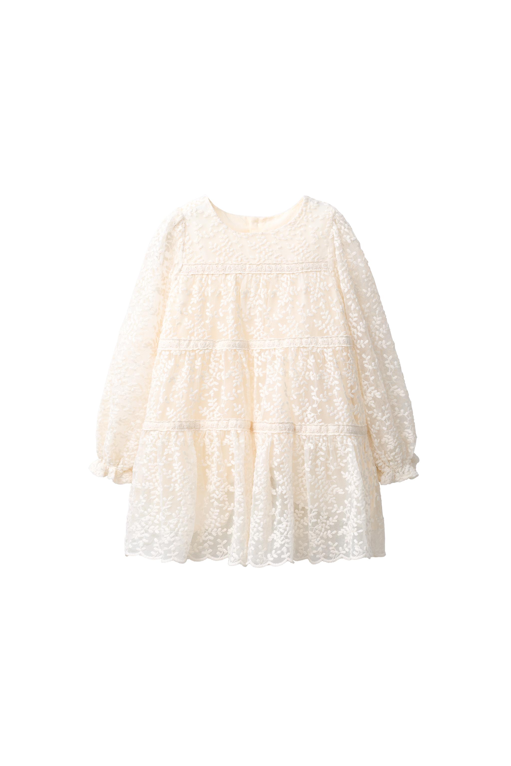 Платье с кружевной отделкой и вставками — ZARA