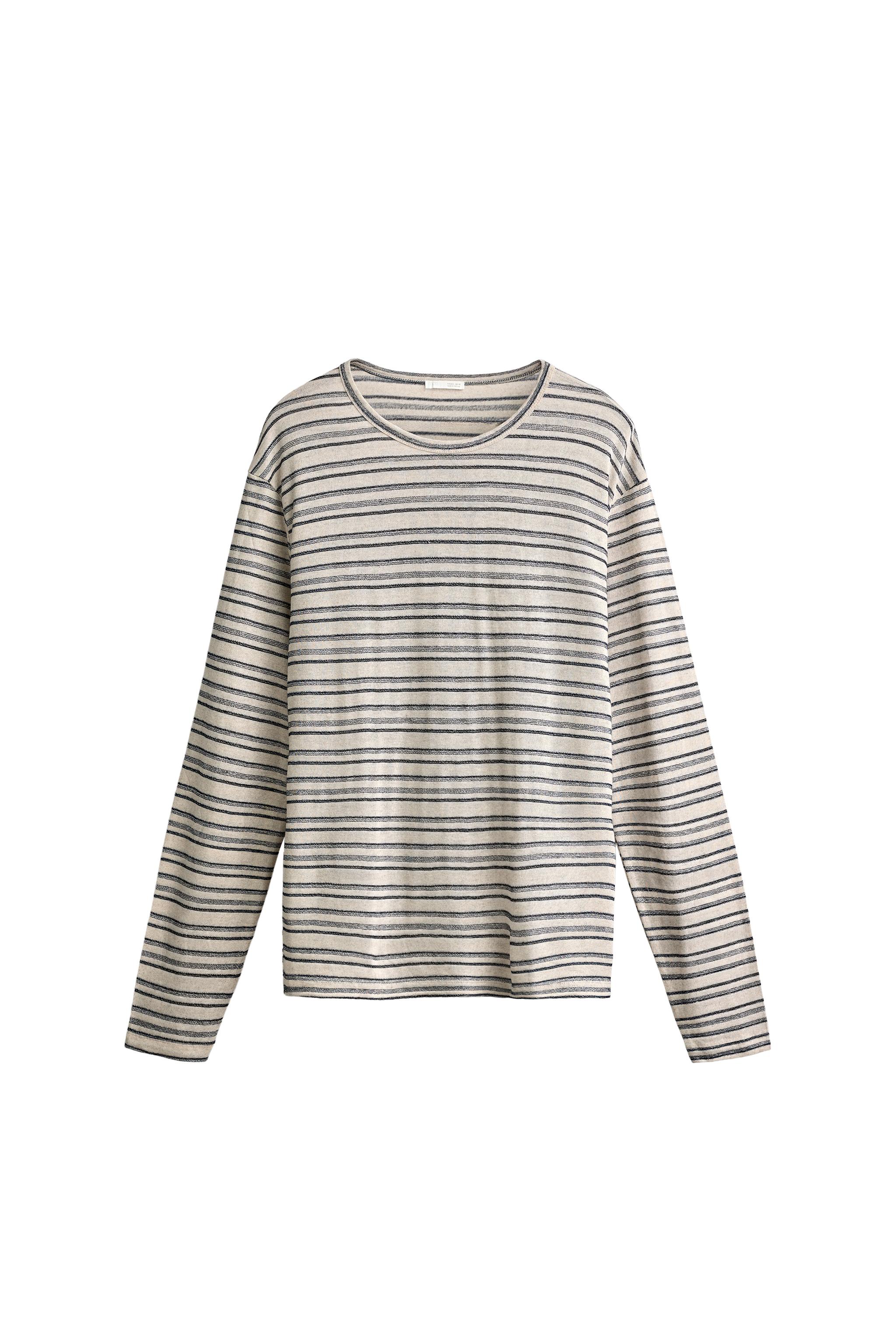 Футболка из смесового вискозного льна в полоску — ZARA