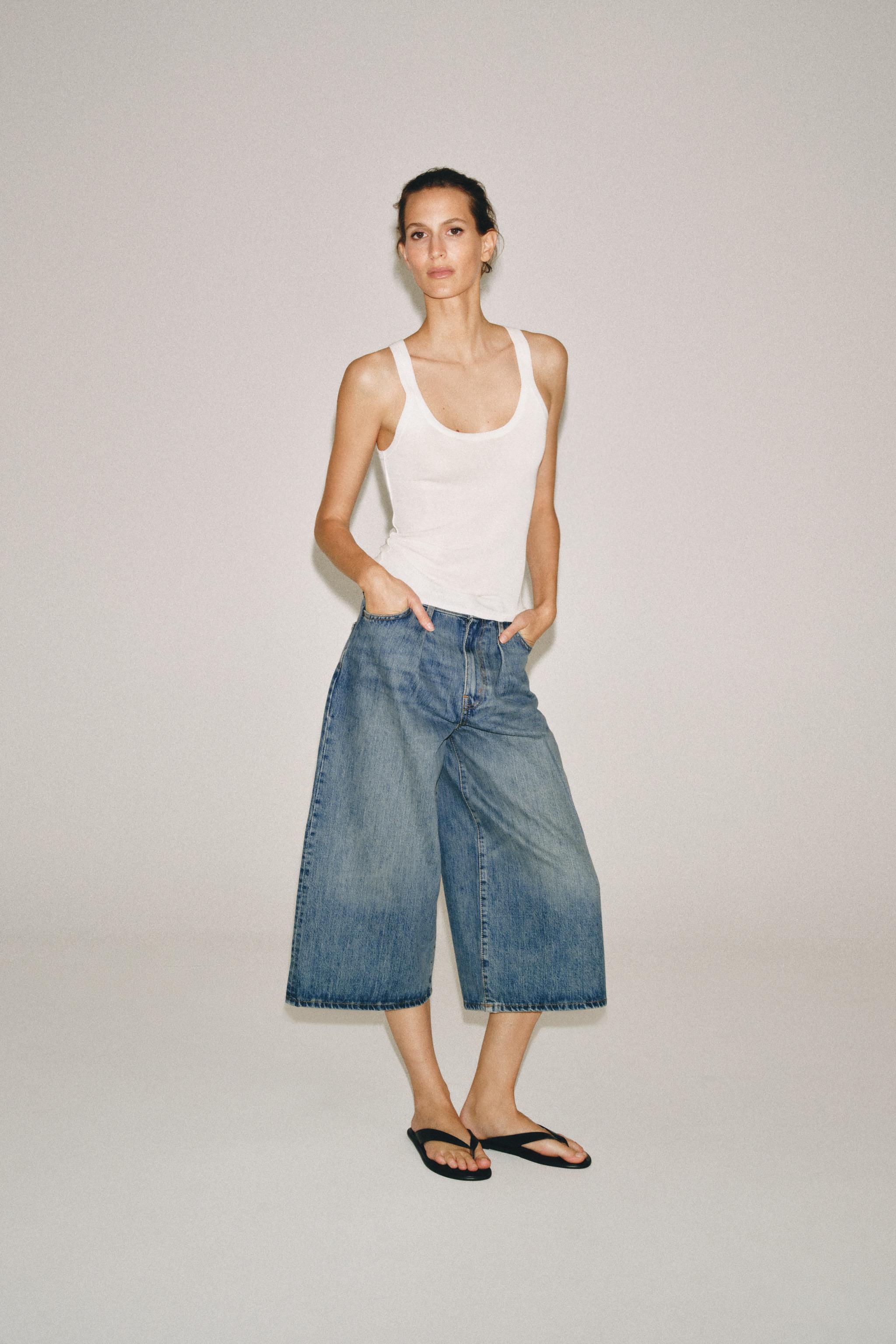 Бермуды ZW COLLECTION из денима со средней посадкой — ZARA