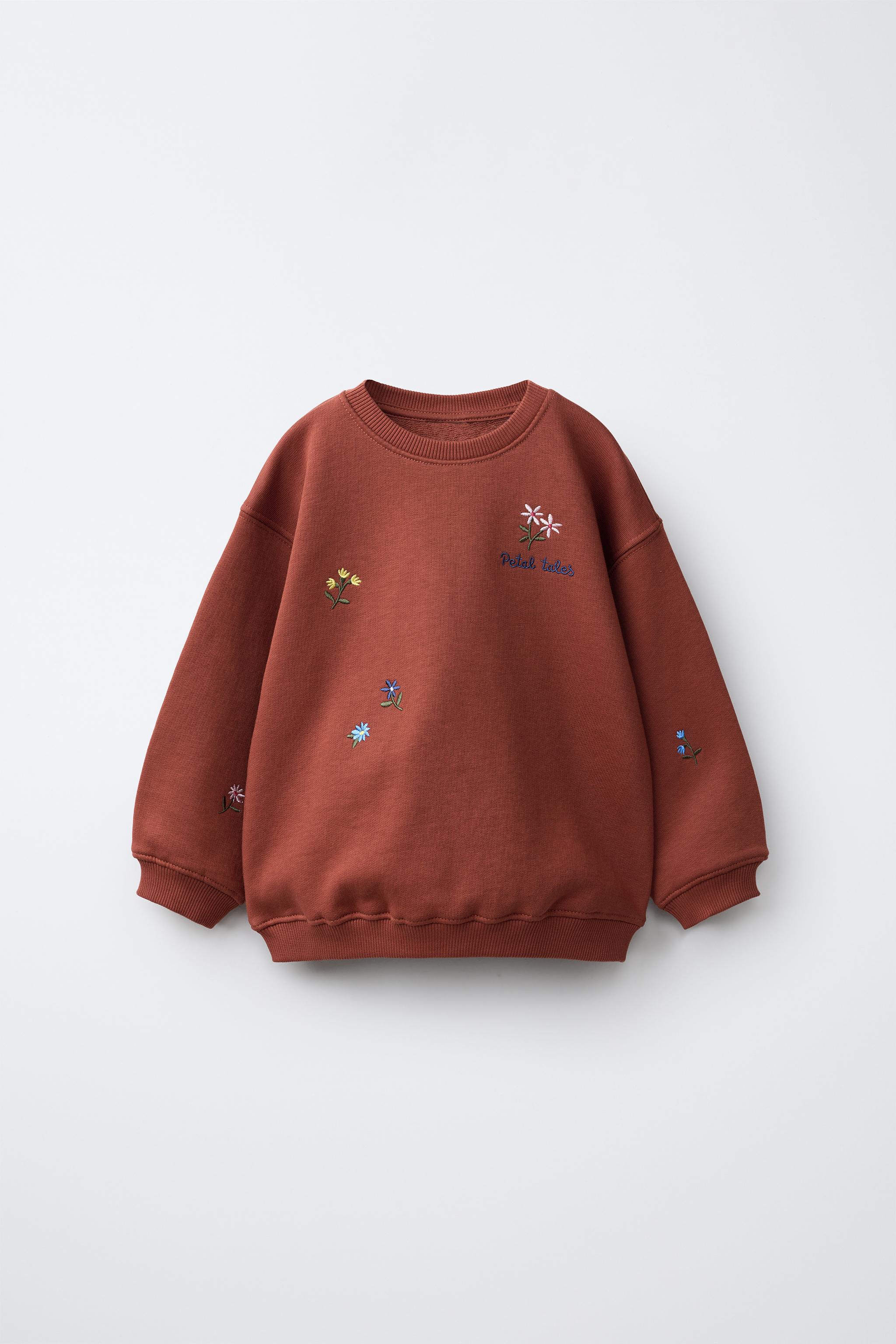 ТОЛСТОВКА С ВЫШИТЫМИ ЦВЕТАМИ — ZARA
