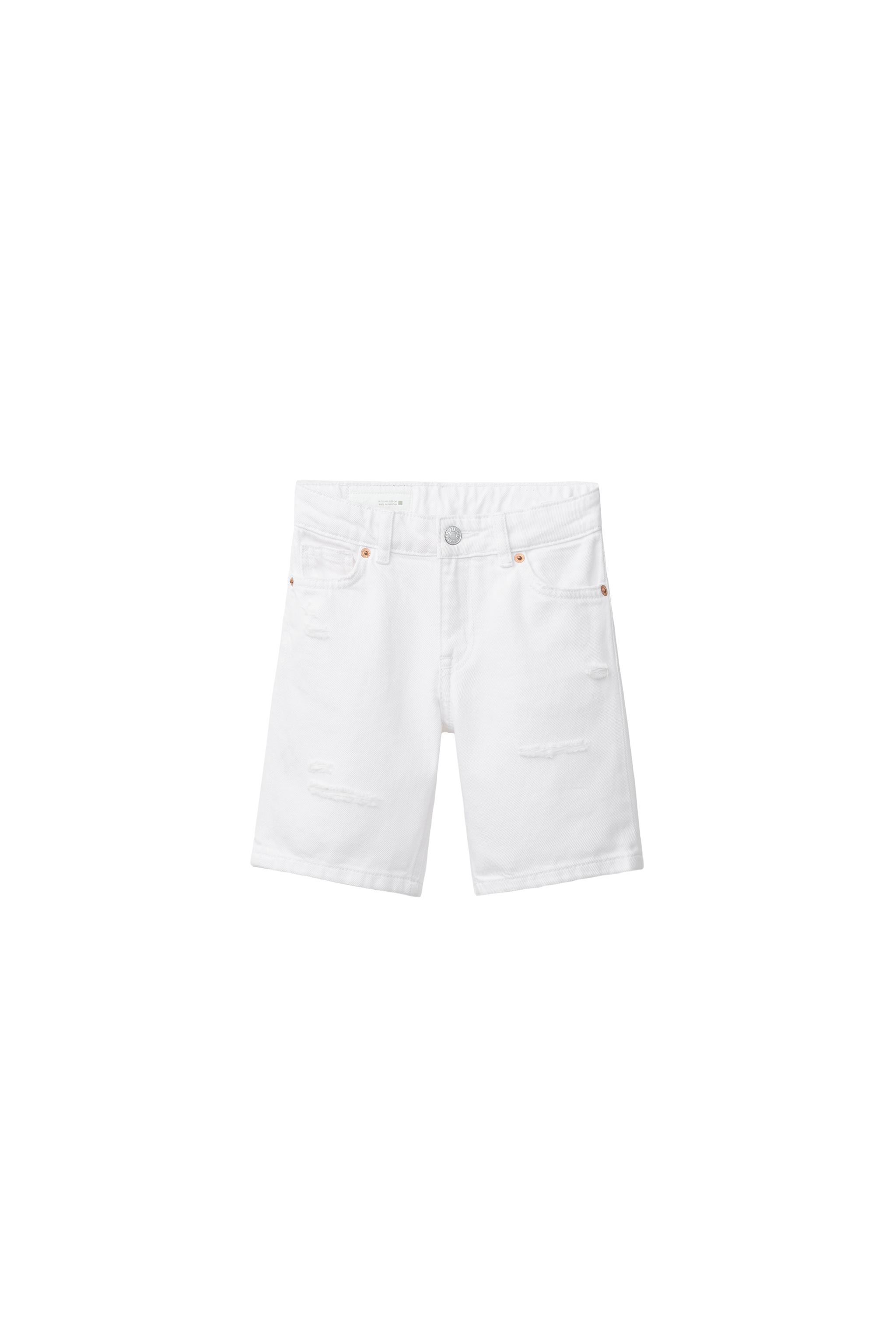 Потёртые джинсовые бермуды с прямыми штанинами — ZARA