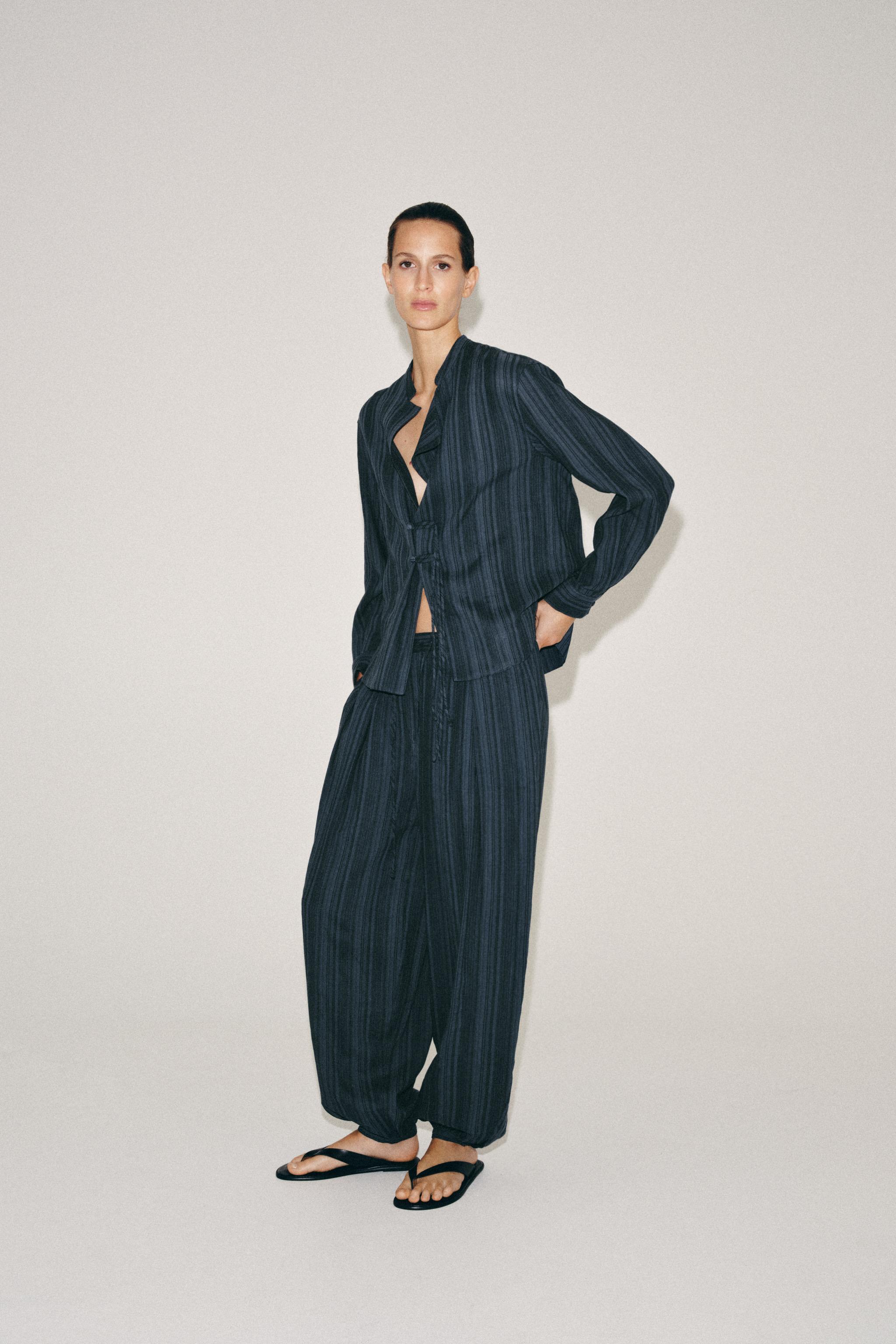 РУБАШКА В ПОЛОСКУ С ЗАСТЕЖКОЙ-КЛЕВАНТ ZW COLLECTION — ZARA