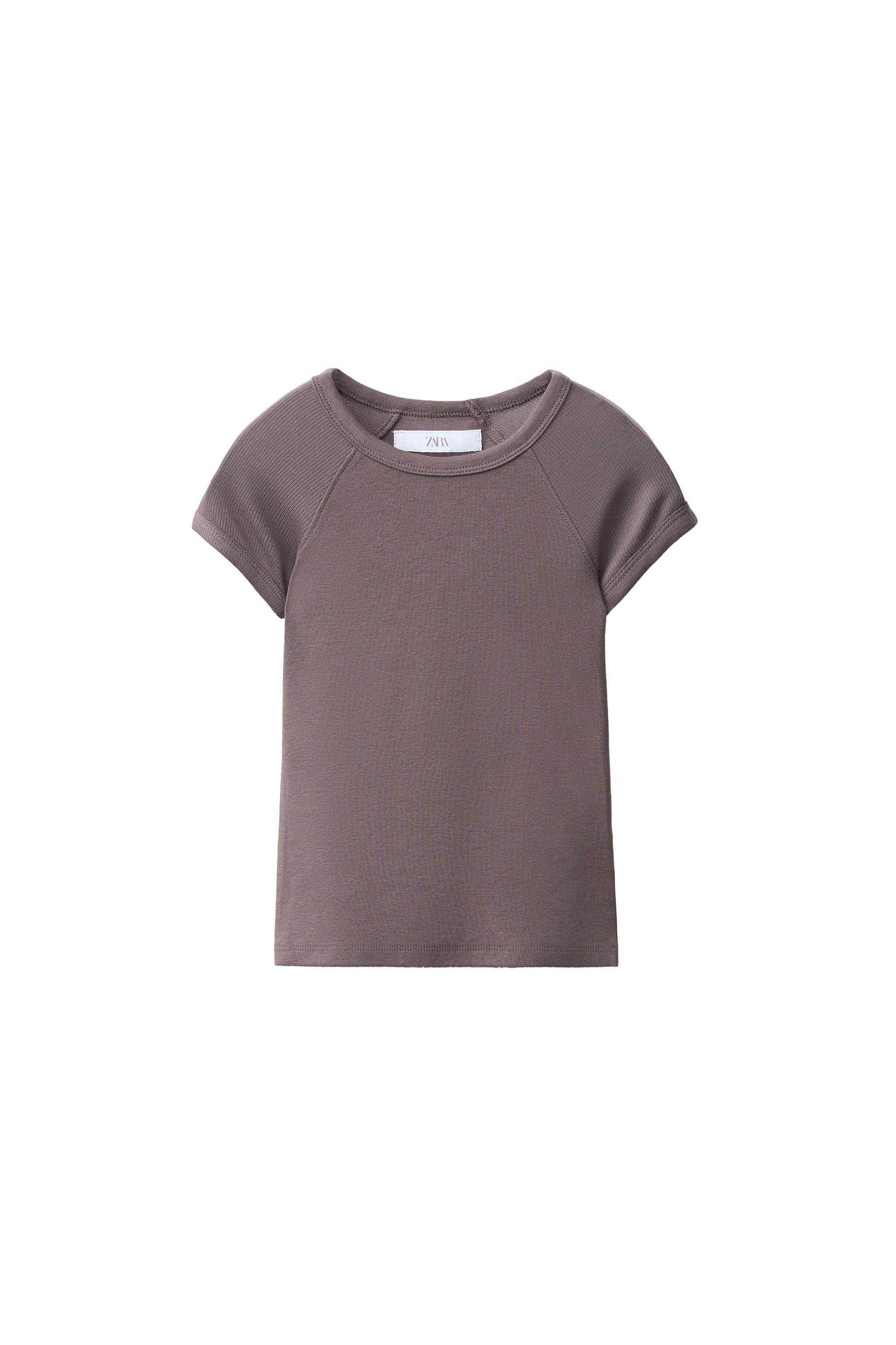 ОДНОТОННАЯ ФУТБОЛКА ИЗ ХЛОПКА И МОДАЛА — ZARA