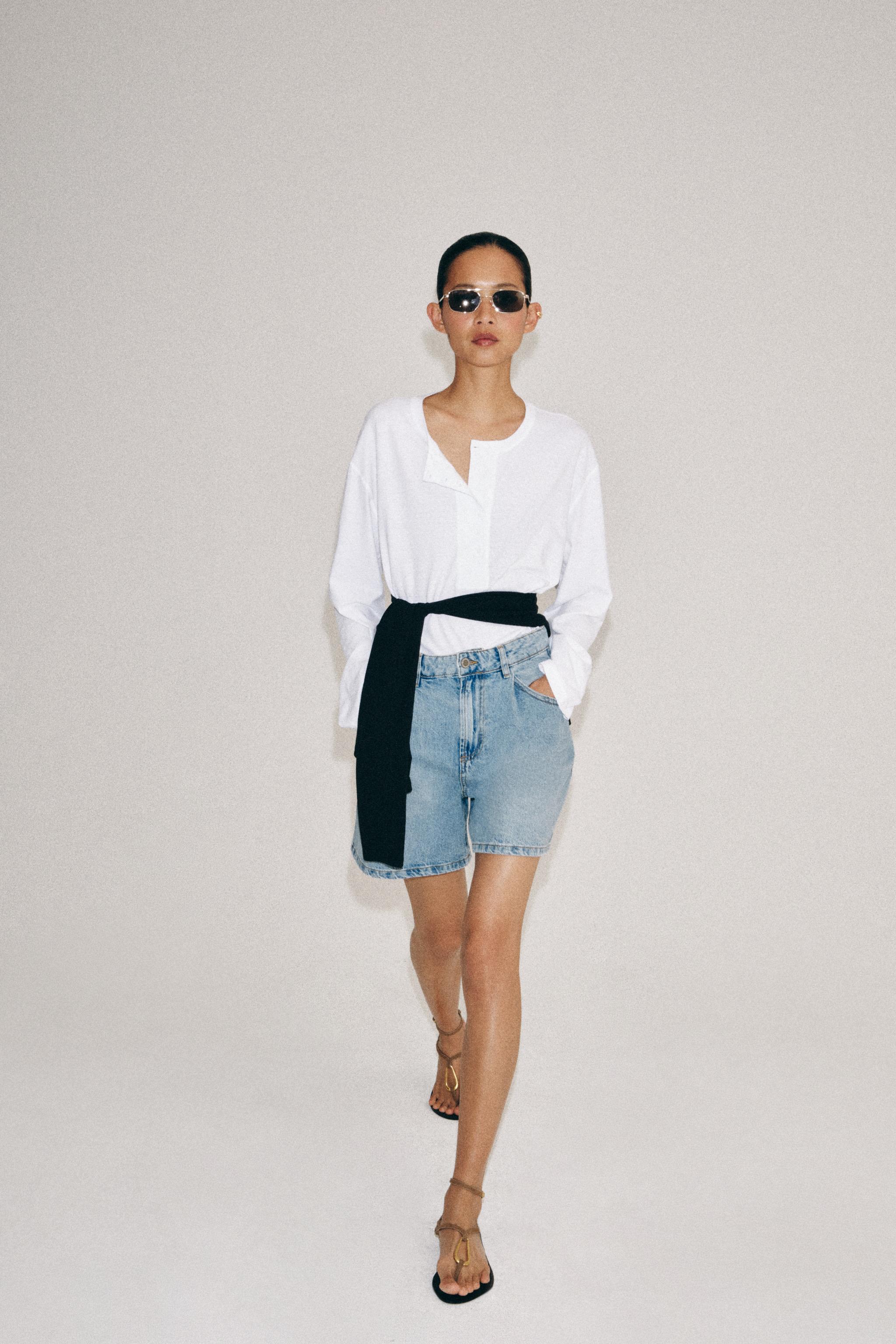 ZW COLLECTION джинсовые шорты с высокой посадкой — ZARA