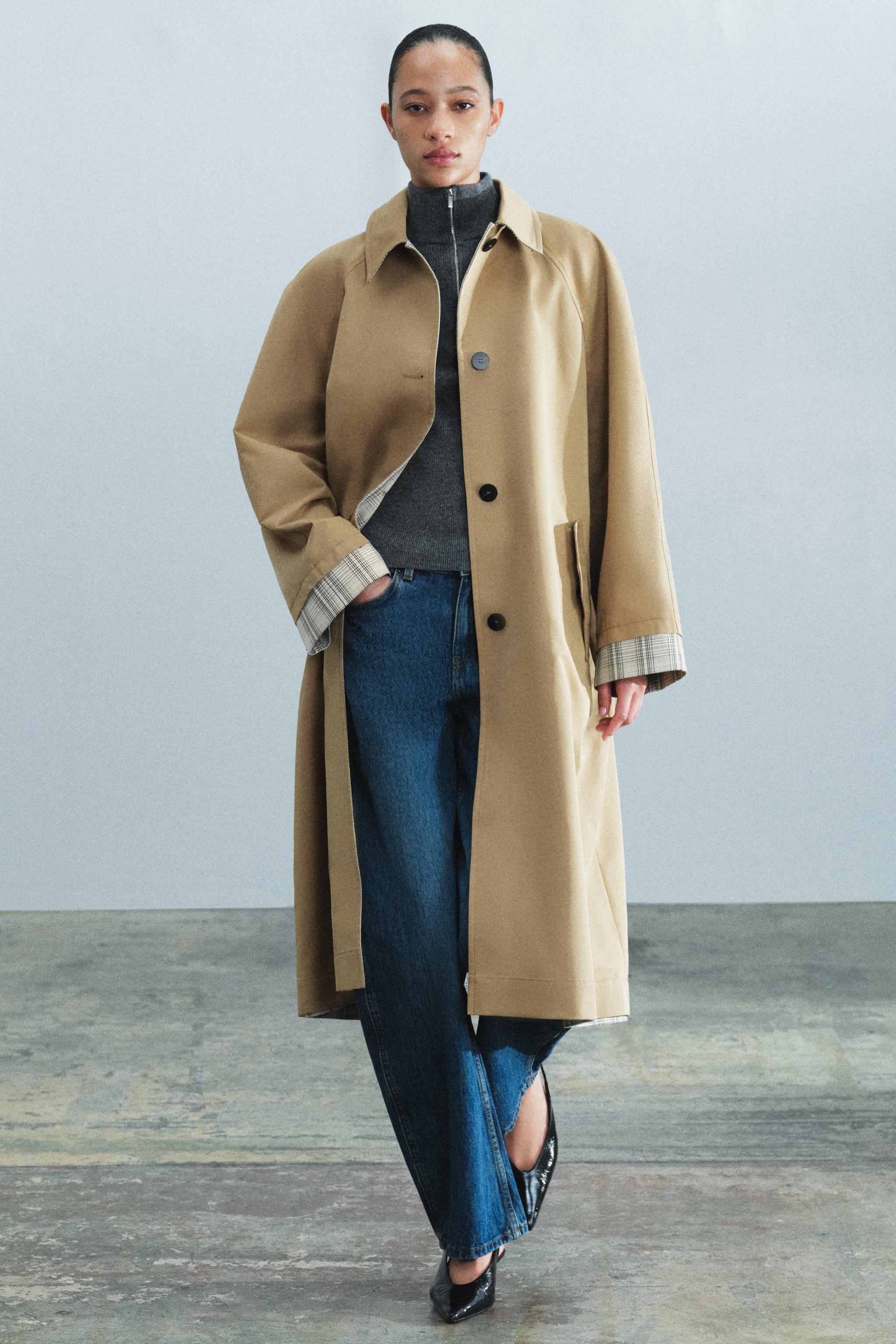 ZW COLLECTION REVERSIBLE LONG TRENCH COAT — ZARA