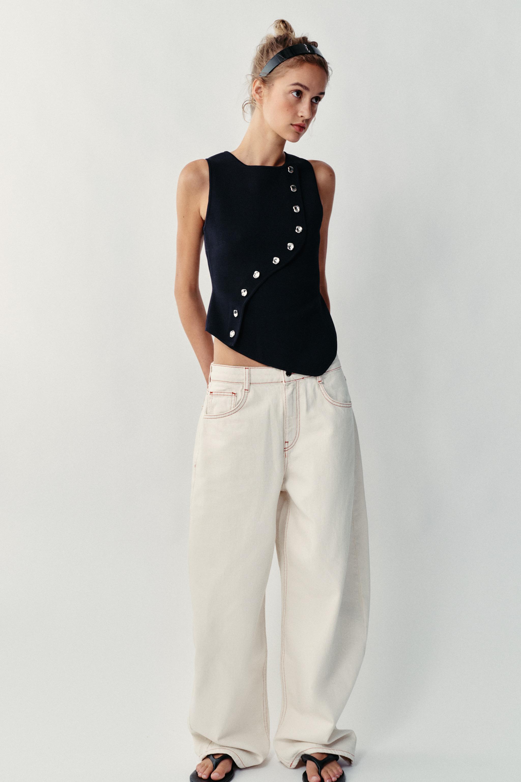 Топ из трикотажа с асимметричной застёжкой — ZARA