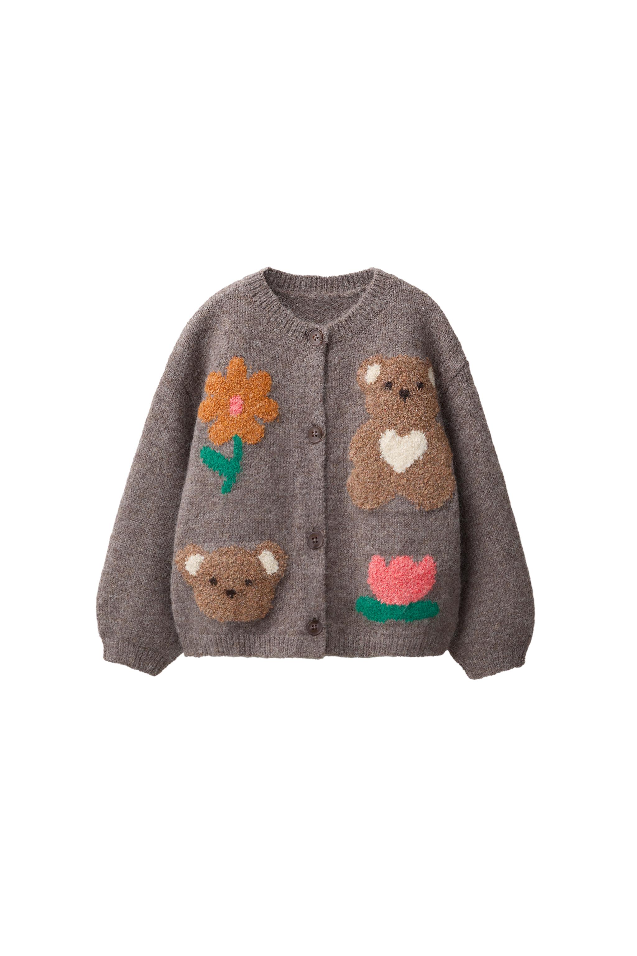 КАРДИГАН С ПРИНТОМ МЕДВЕЖАТ И ЦВЕТОВ — ZARA