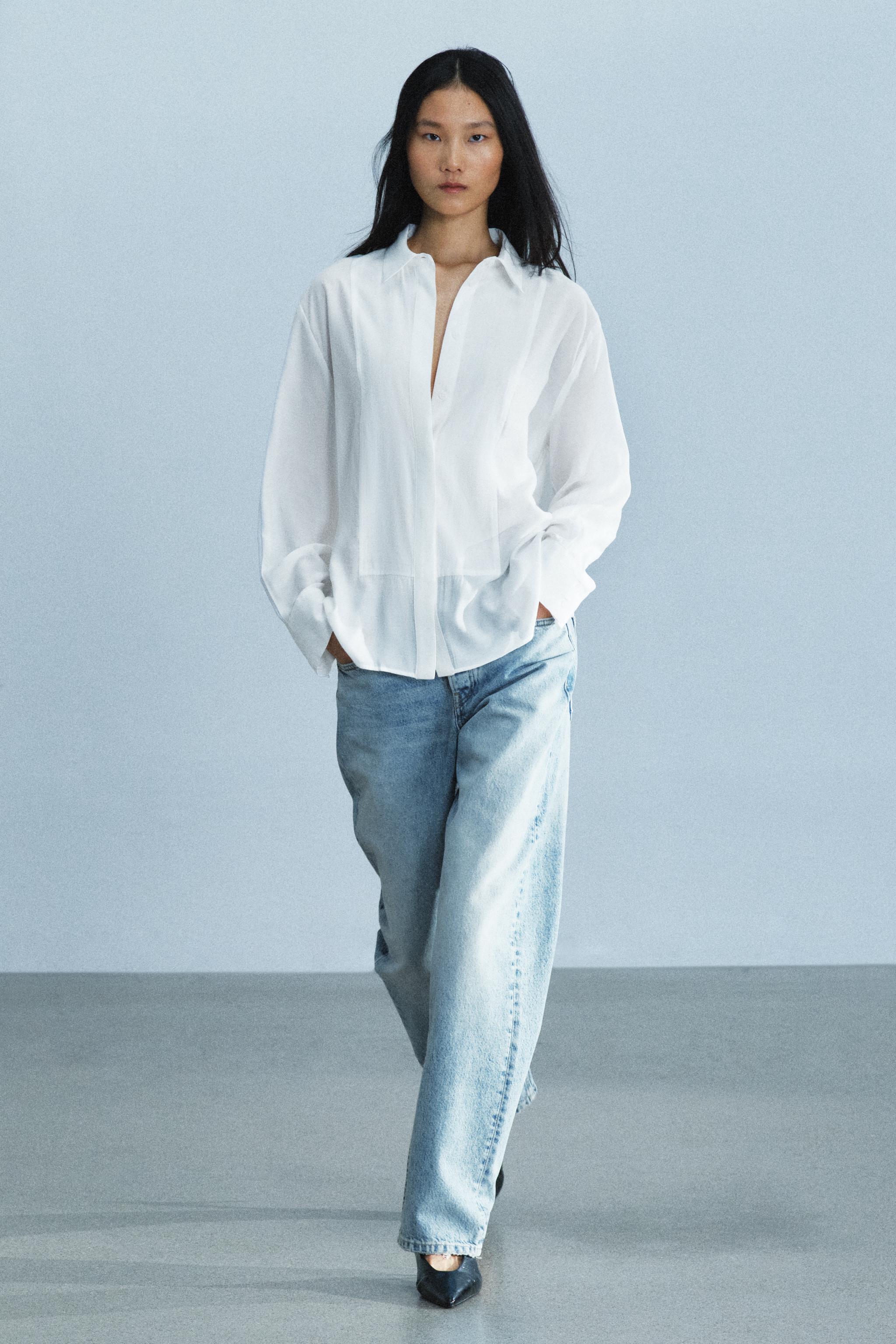 Рубашка ZW COLLECTION с нагрудником — ZARA