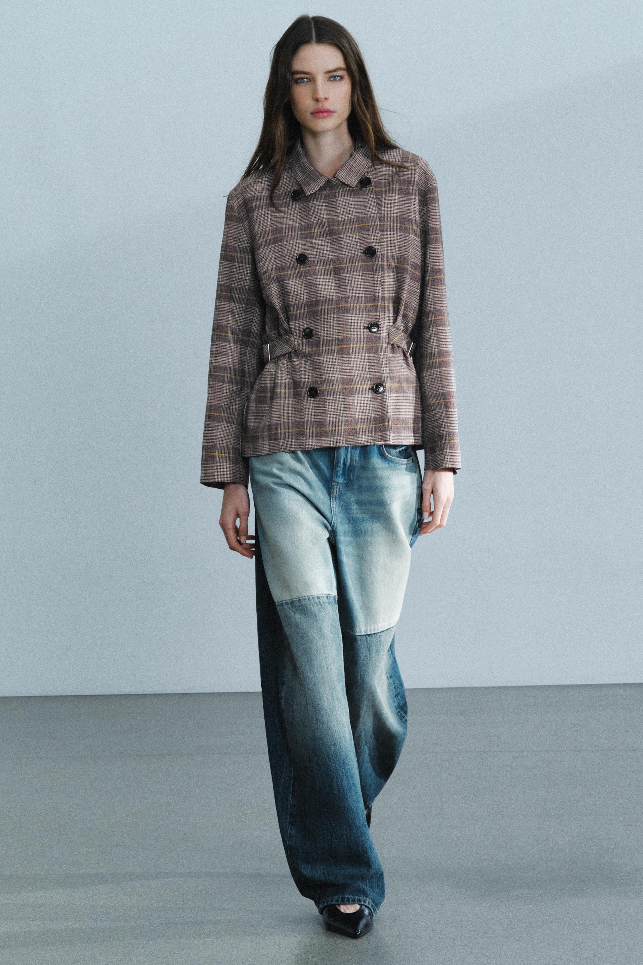 Блейзер ZW COLLECTION в клетку с патами — ZARA
