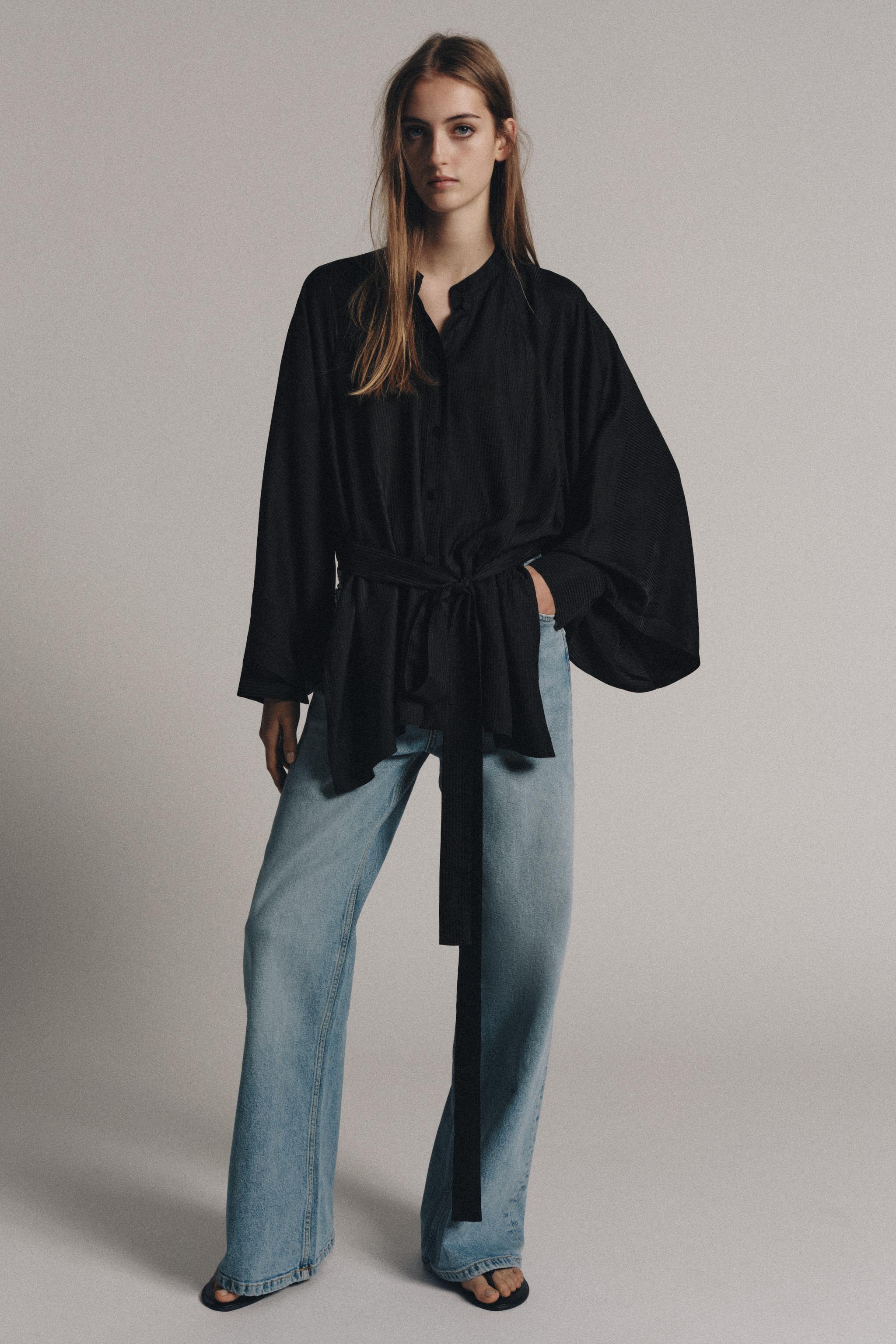 РУБАШКА С ПОЯСОМ — ZW COLLECTION — ZARA