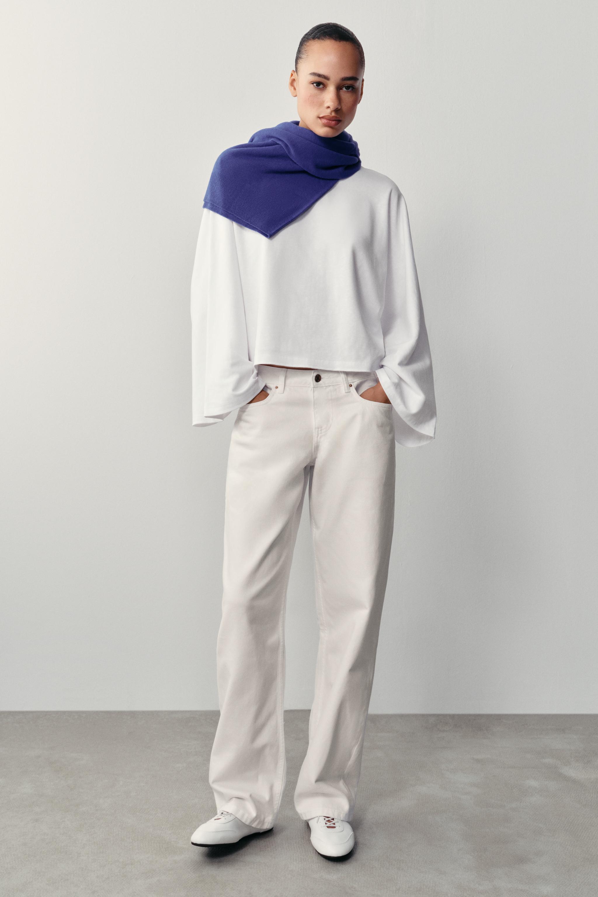 ХЛОПКОВАЯ ФУТБОЛКА С ШИРОКИМИ РУКАВАМИ — ZARA