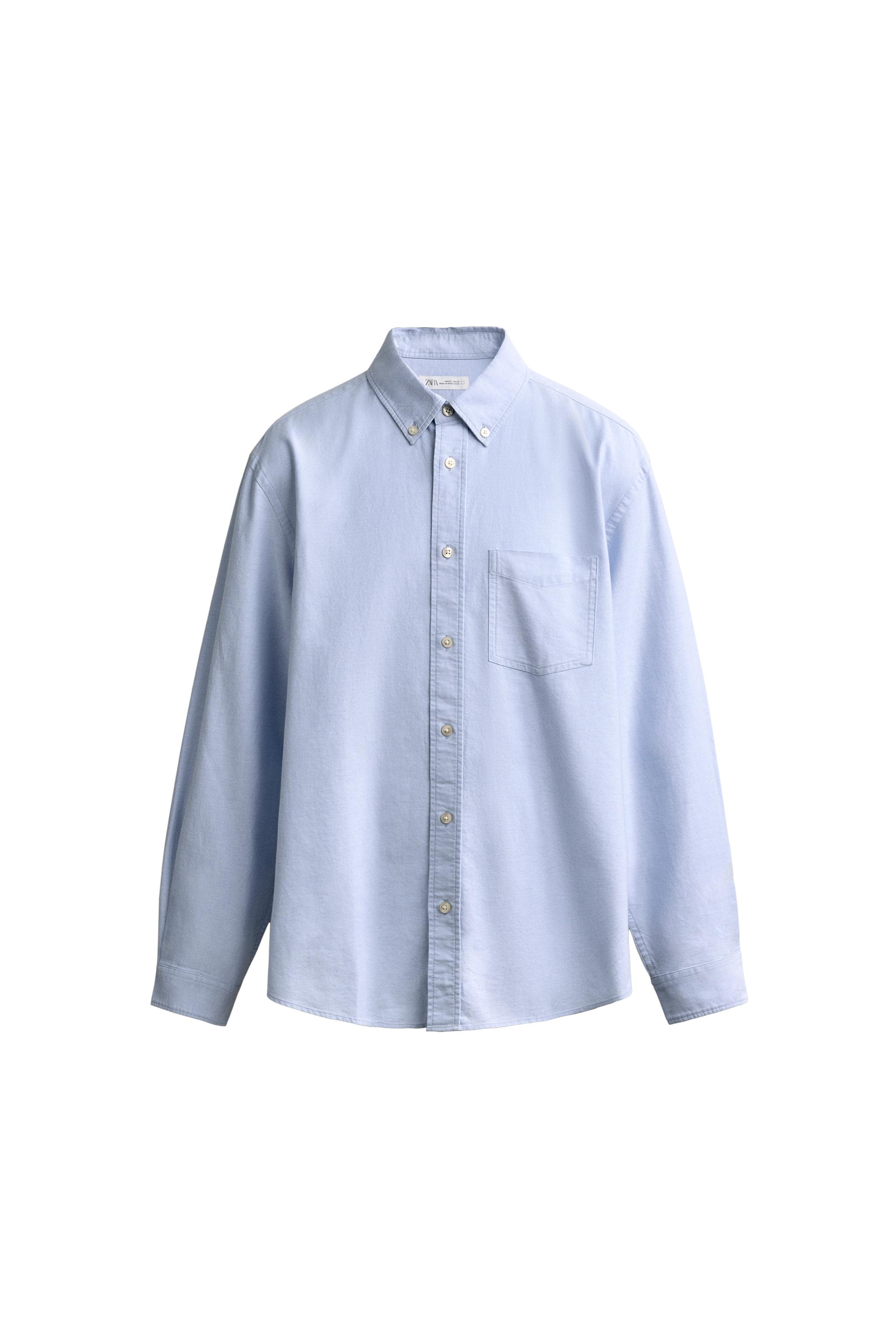 Рубашка классического кроя из фактурного оксфорда — ZARA