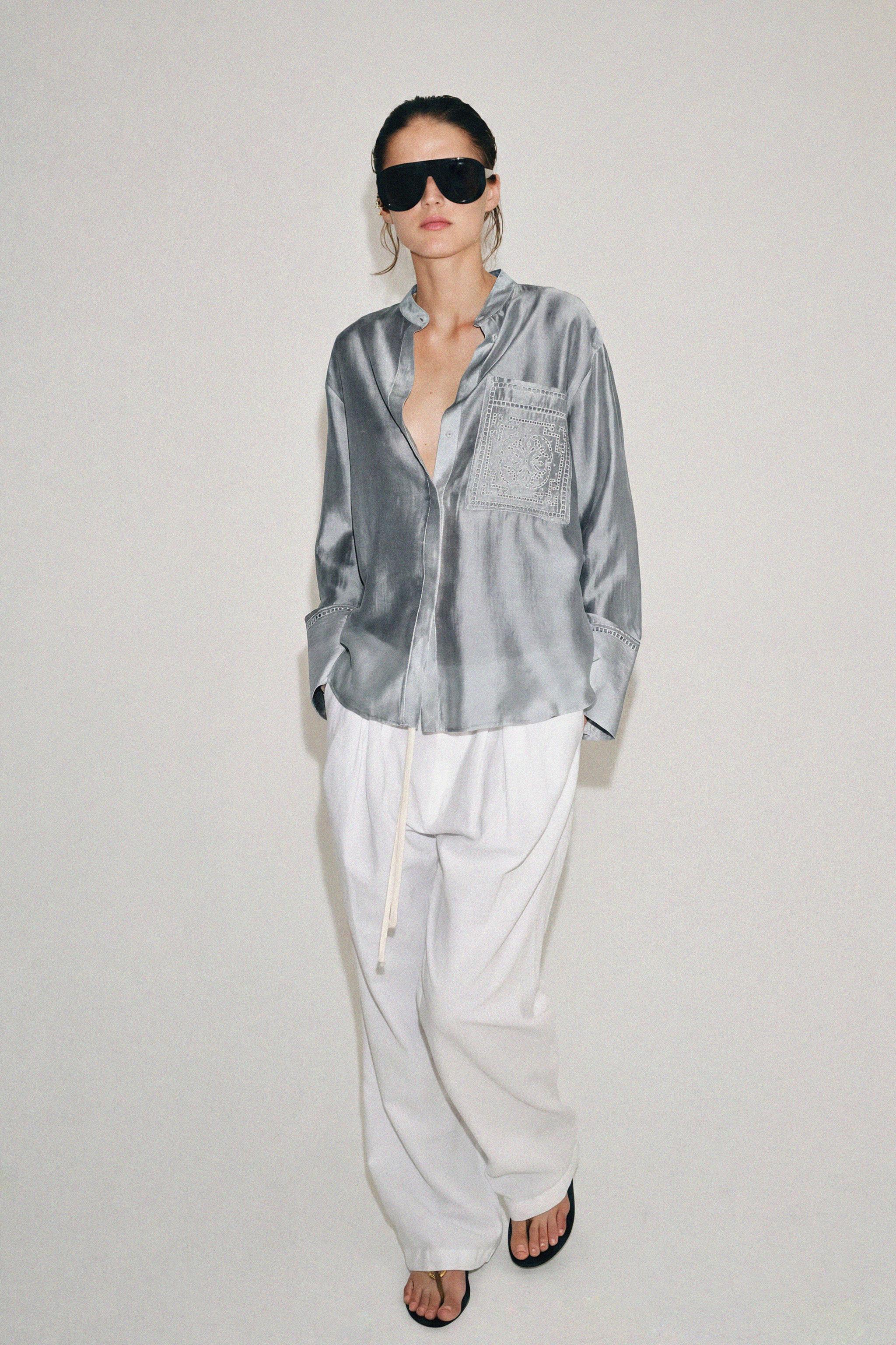 РУБАШКА С КАРМАНОМ И ВЫШИВКОЙ — ZW COLLECTION — ZARA