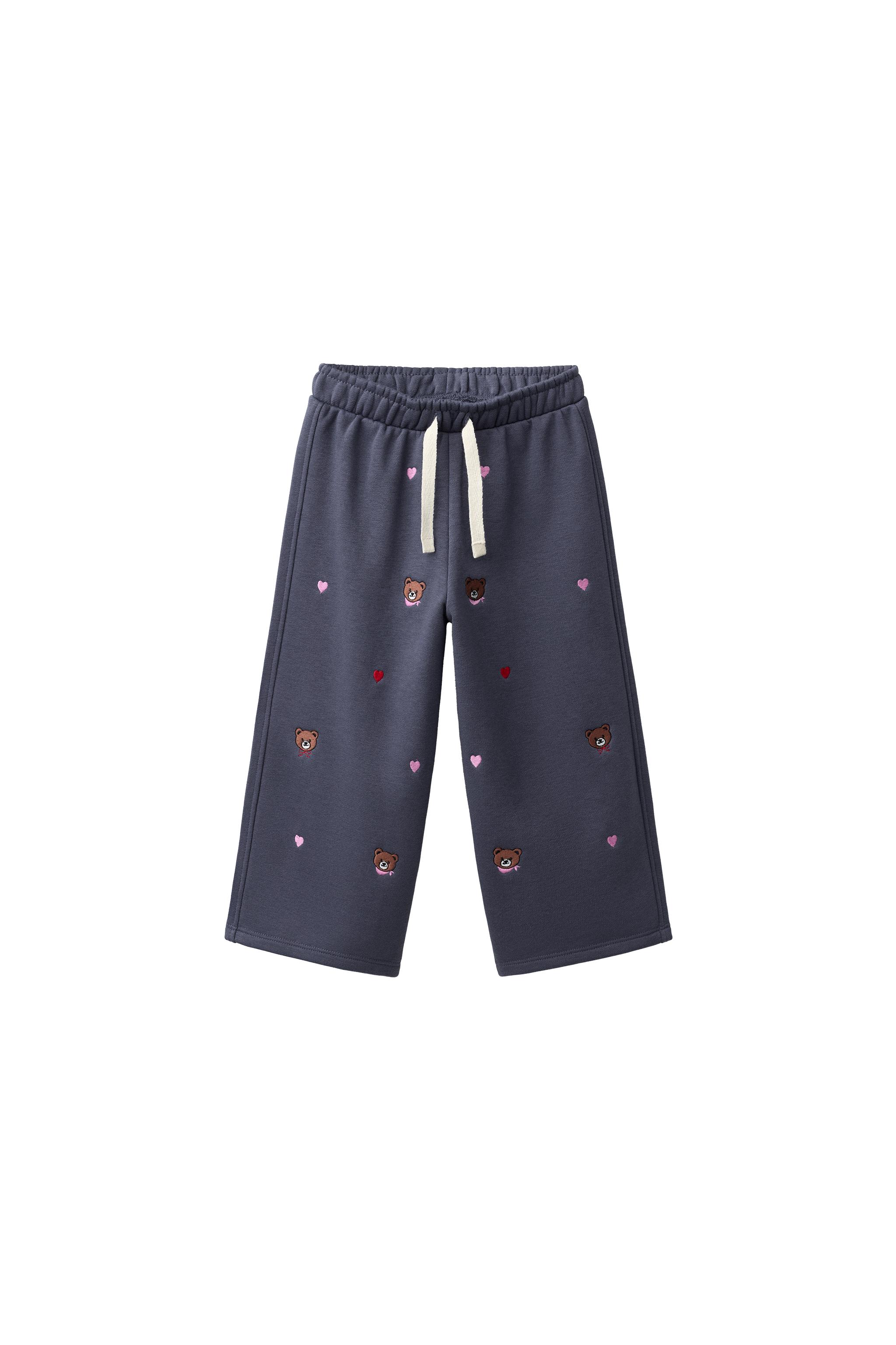 Брюки с широкими штанинами из плюша с вышивкой медведя — ZARA