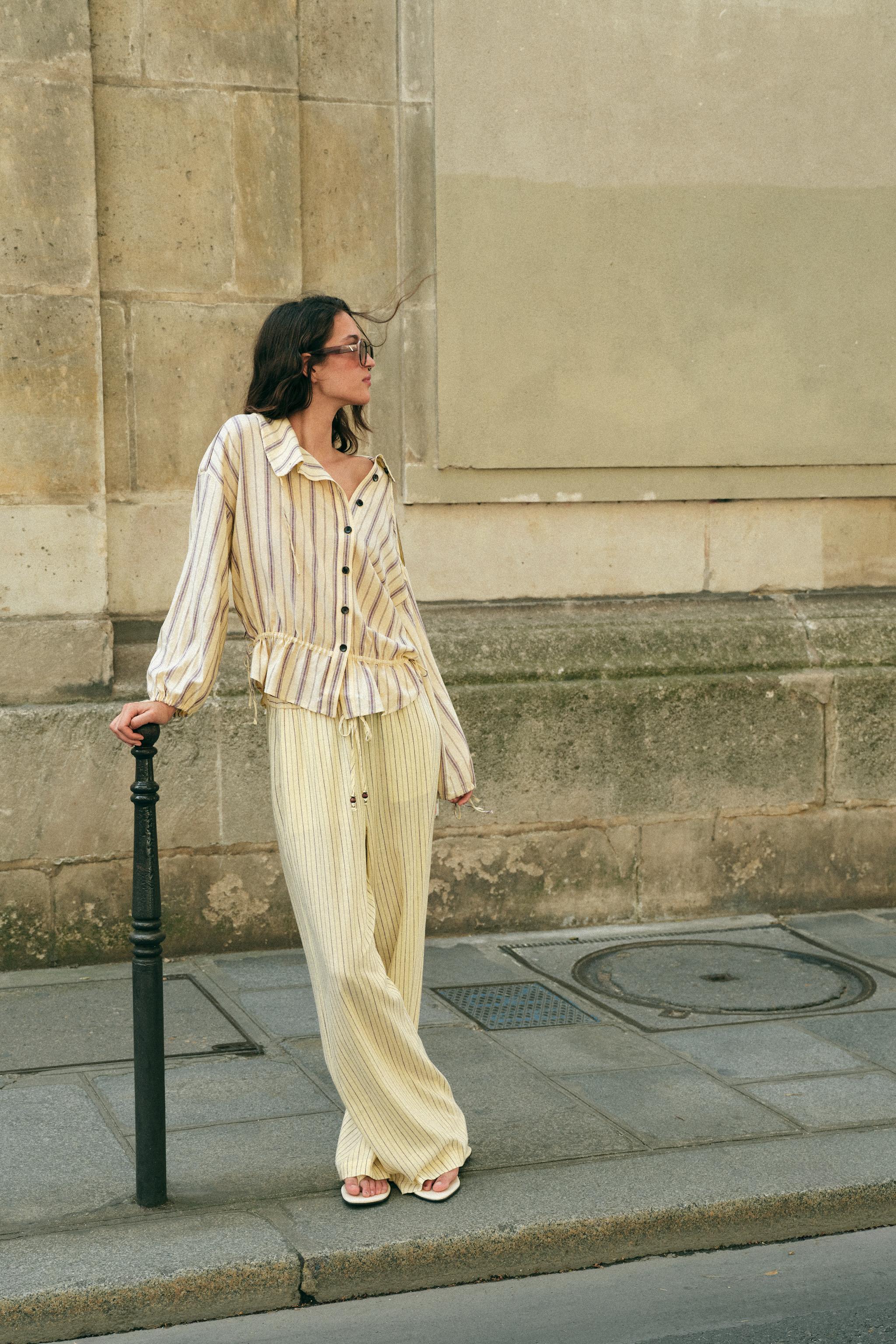 Куртка из смесового льна в полоску — ZARA