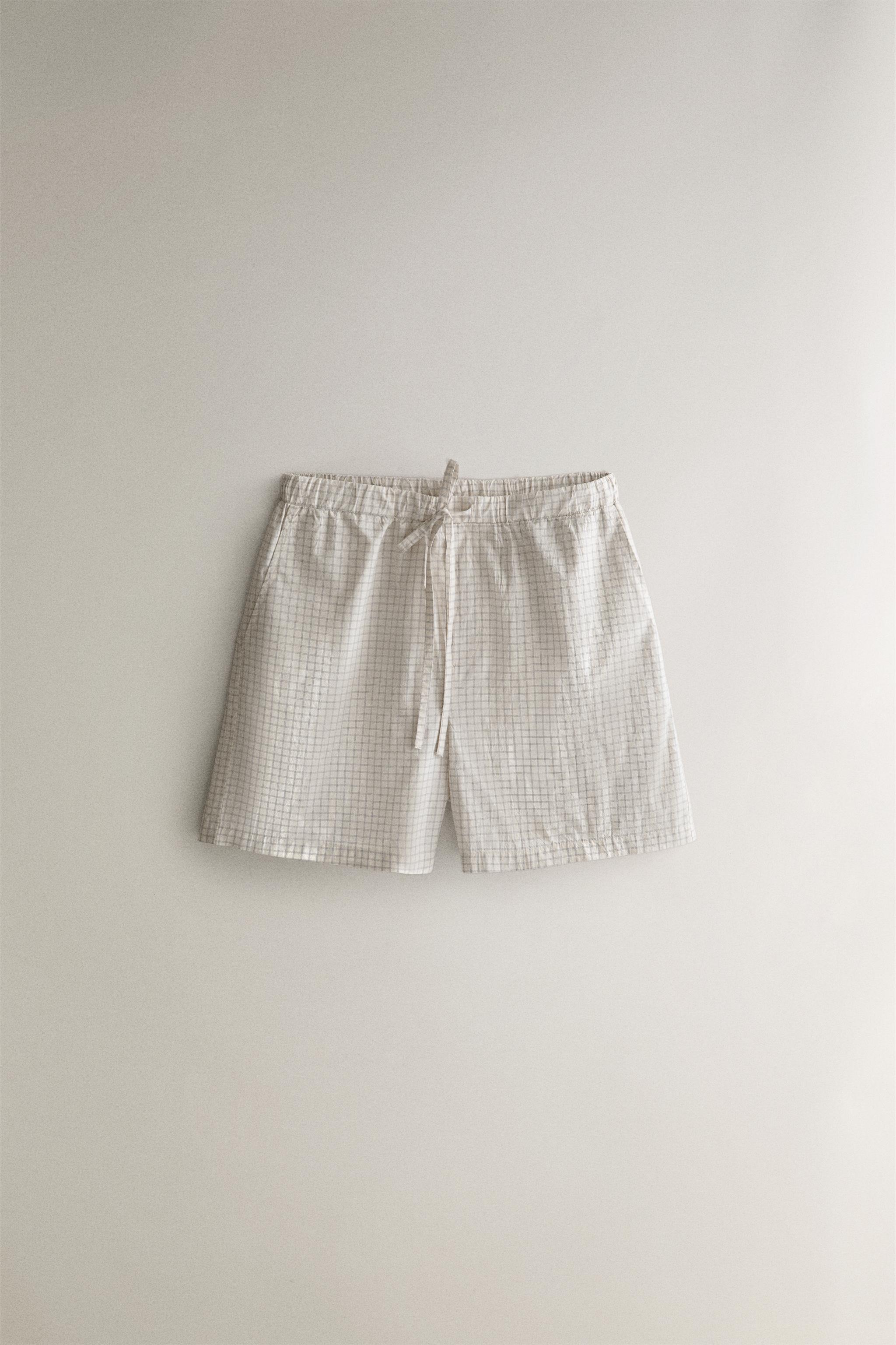 Шорты из хлопка в клетку — ZARA