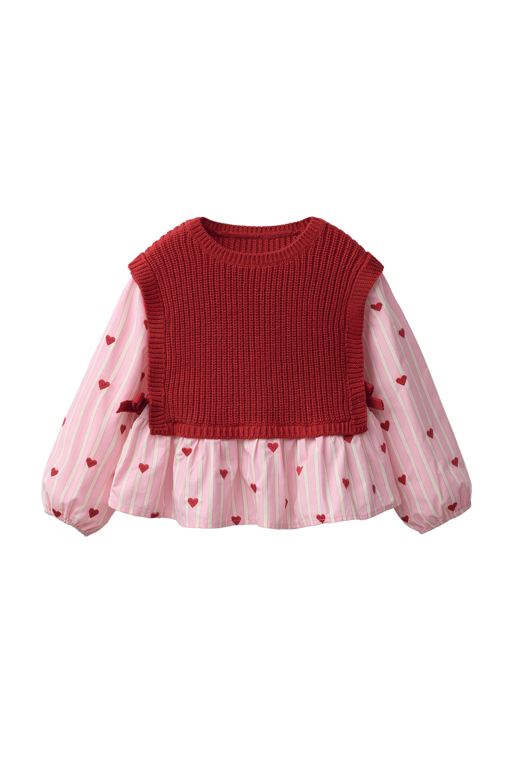 Рубашка с вышивкой тюльпанов + вязаный жилет — ZARA