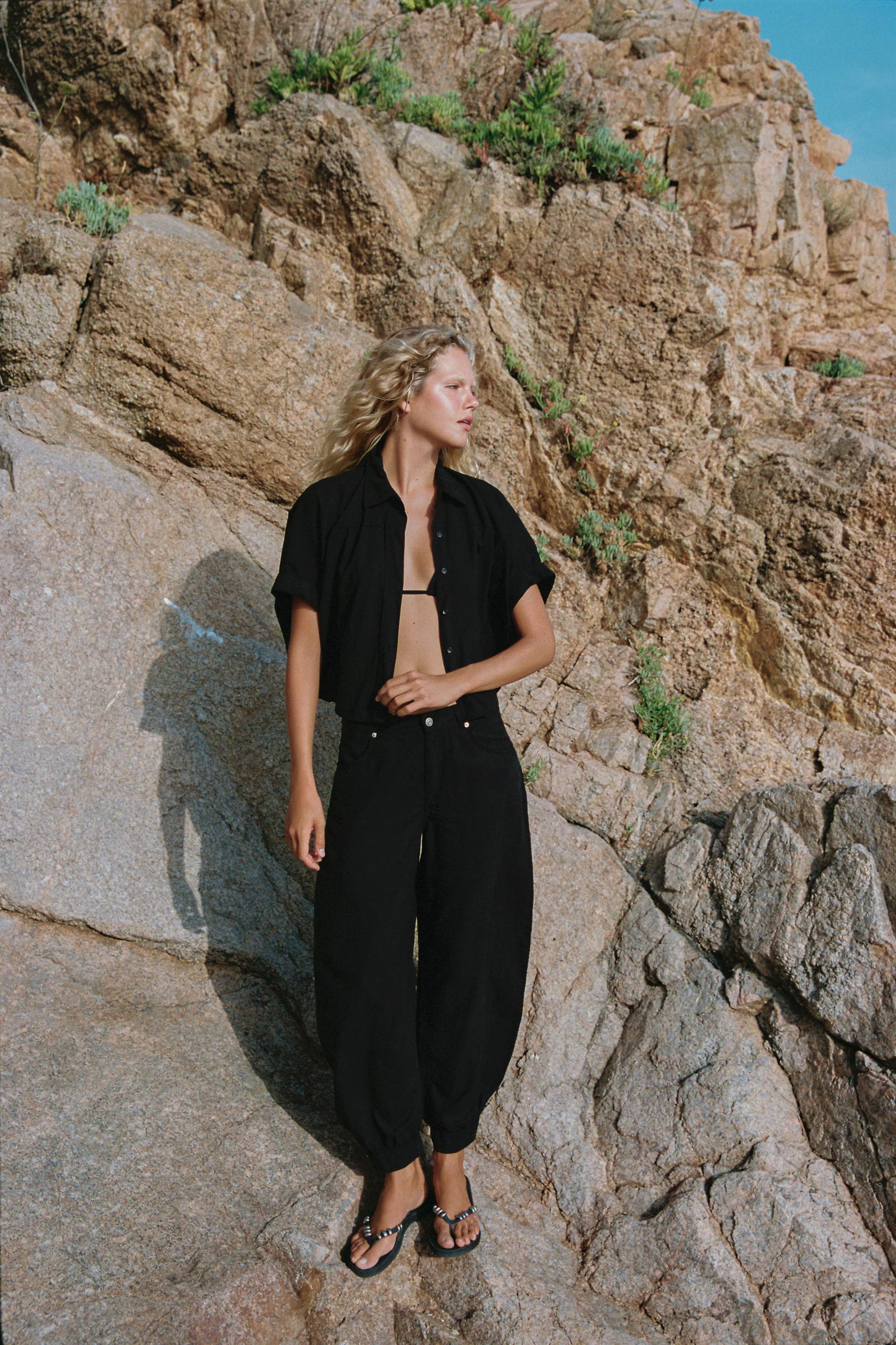Рубашка с коротким рукавом струящегося кроя — ZARA