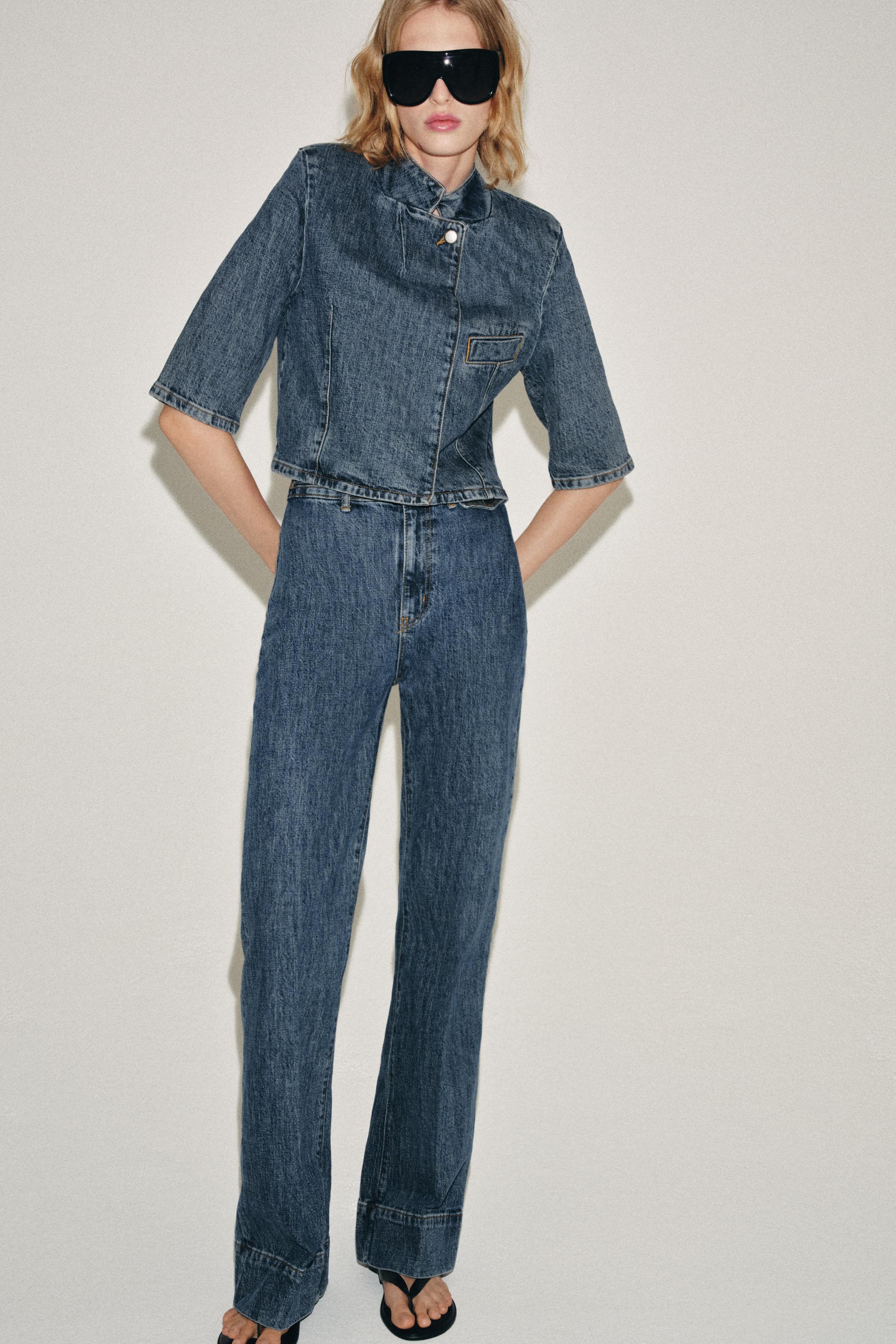Джинсы ZW COLLECTION с высокой посадкой и расклешенным кроем — ZARA