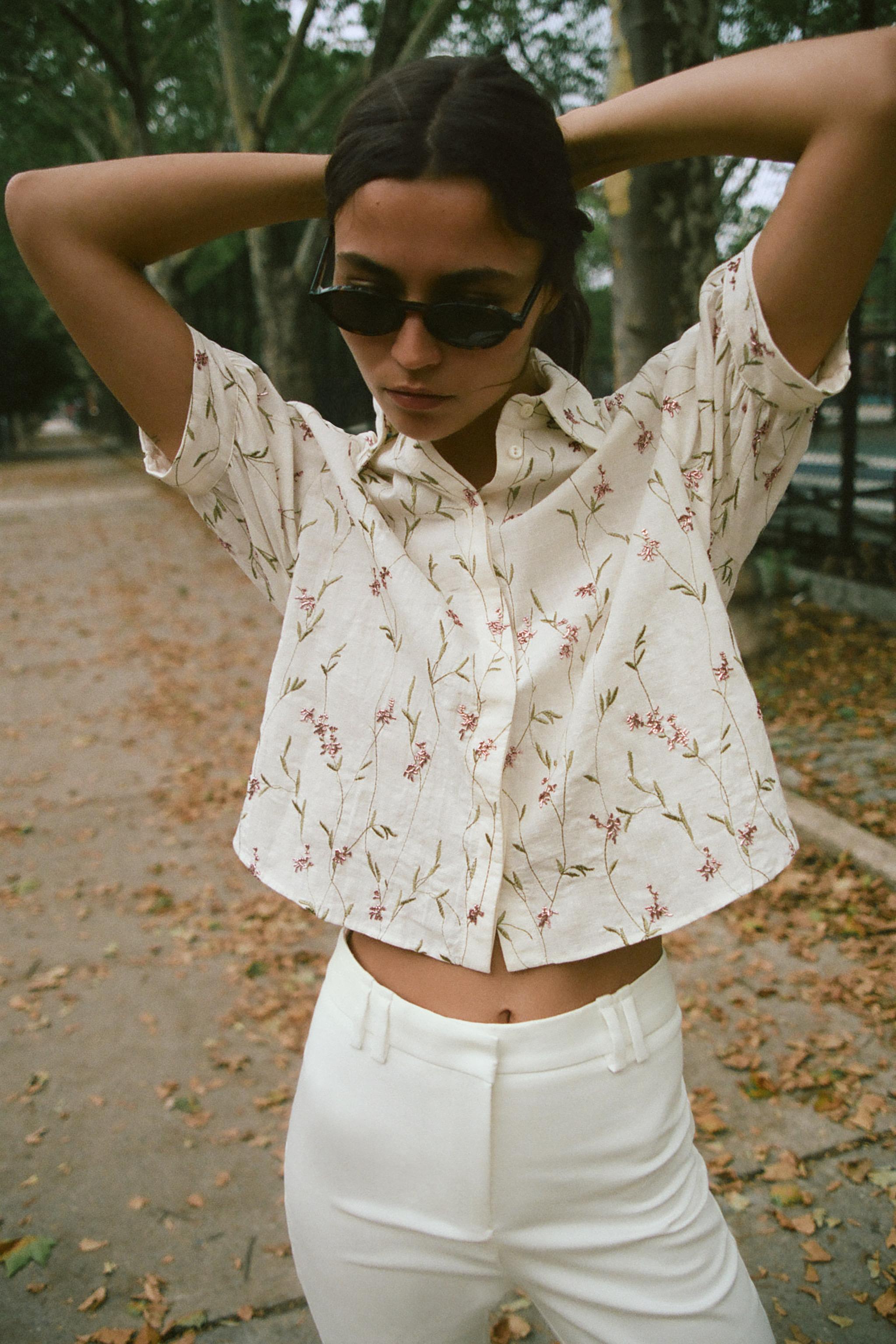 РУБАШКА С ВЫШИВКОЙ И БИСЕРОМ — ZARA