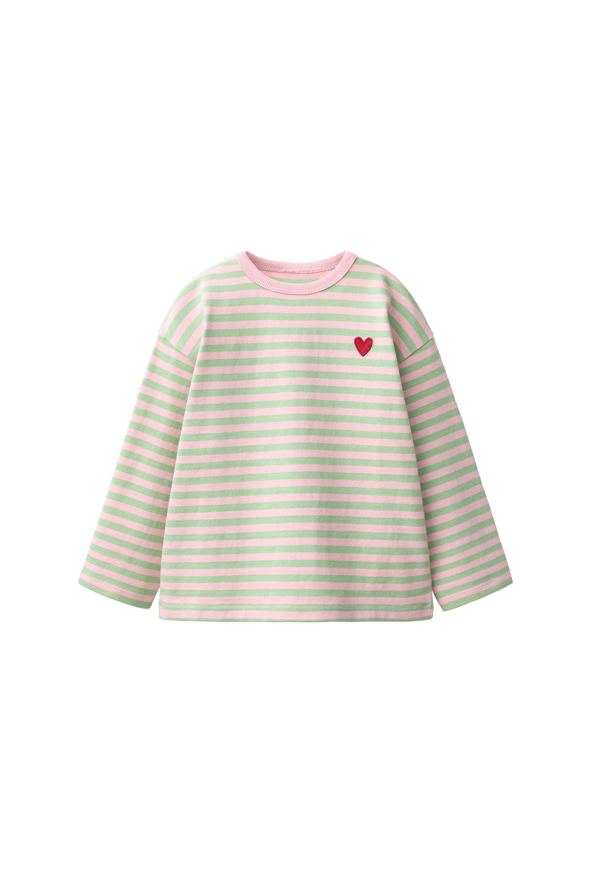 Футболка в полоску с вышитым сердцем — ZARA