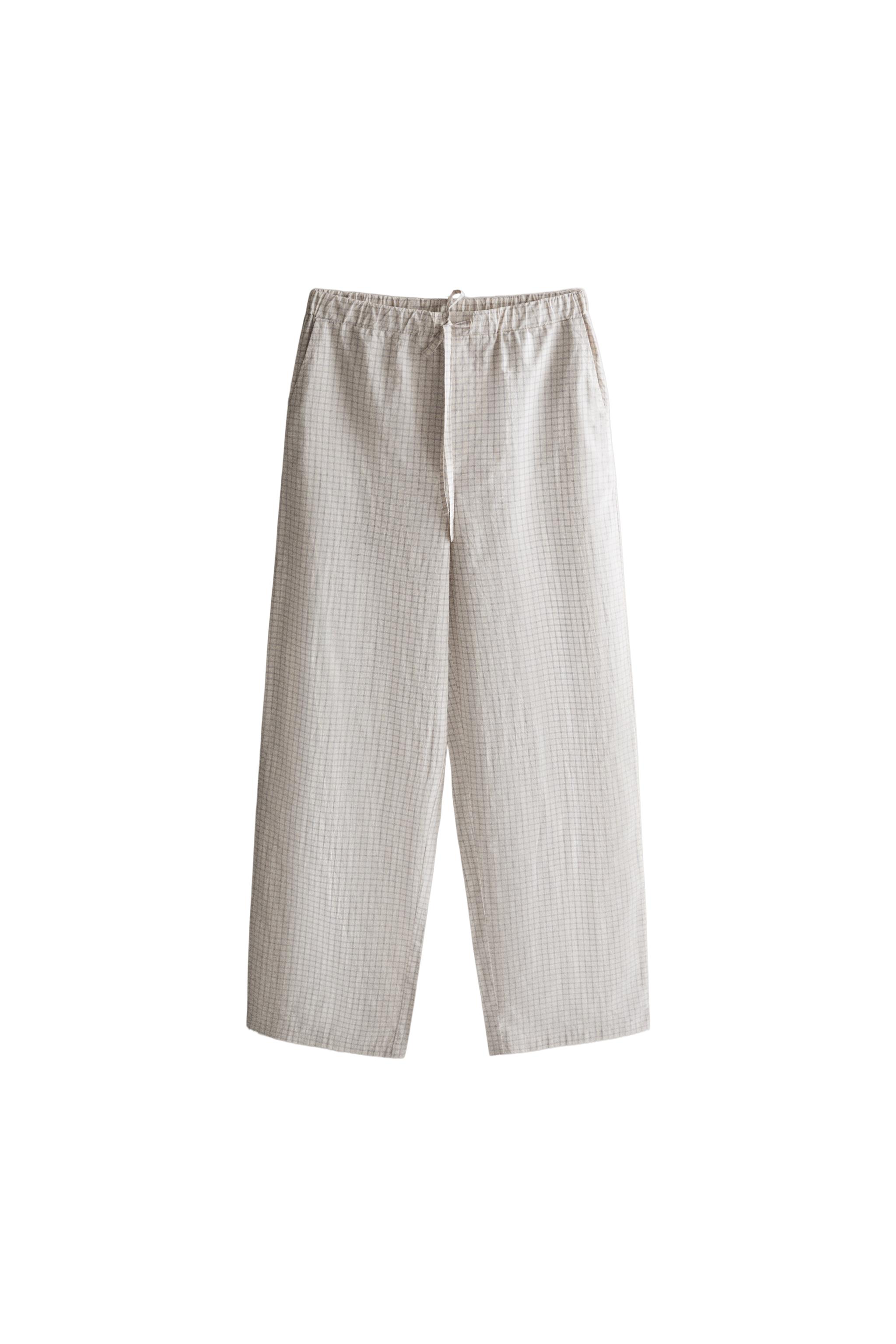 Брюки в клетку из хлопка — ZARA
