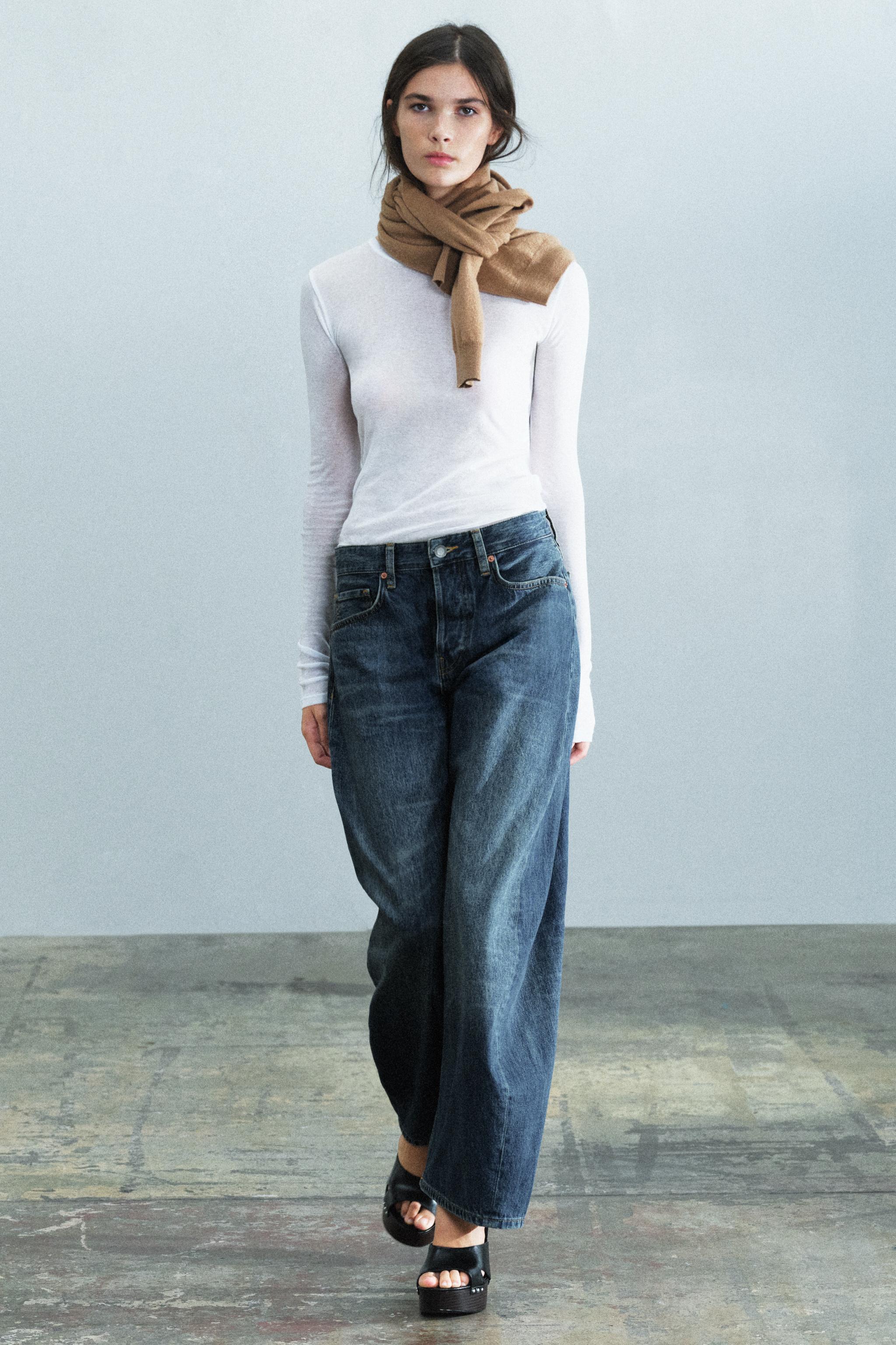 Джинсы со средней посадкой силуэта "бочонок" из линейки ZW COLLECTION — ZARA