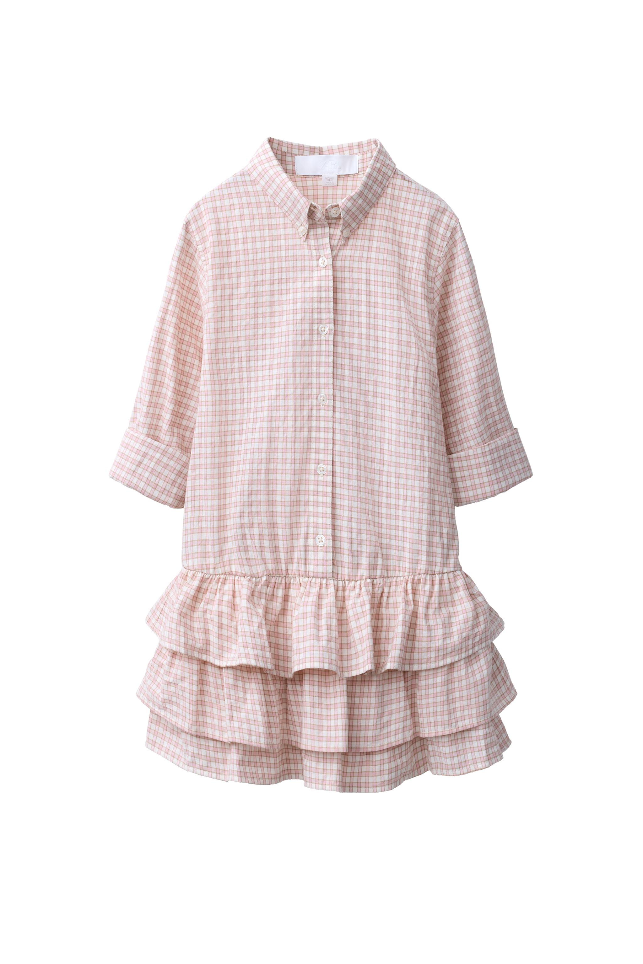 Шифоновое платье-рубашка в клетку с рюшами — ZARA