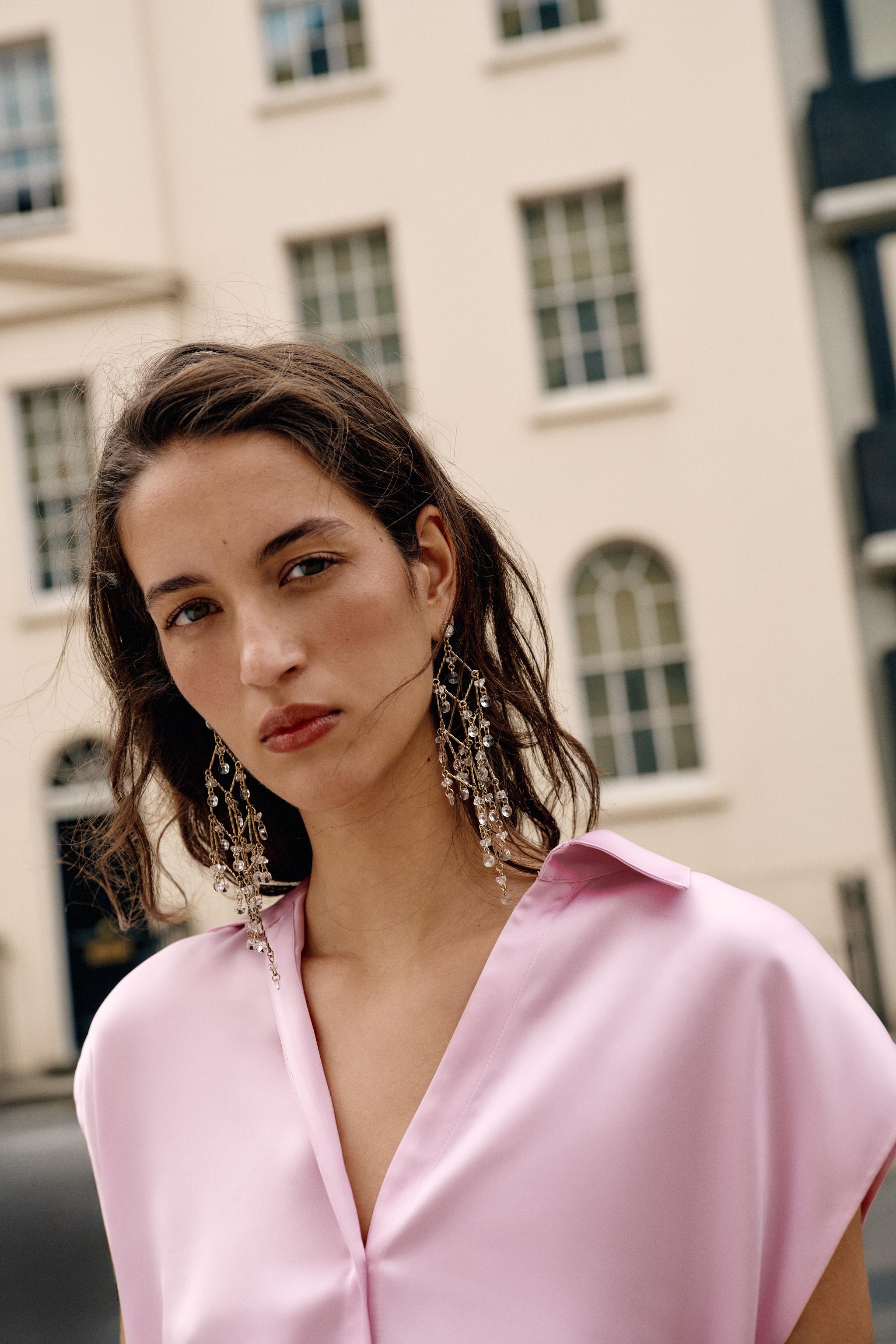 КАСКАДНЫЕ СЕРЬГИ С КРИСТАЛЛАМИ — ZARA