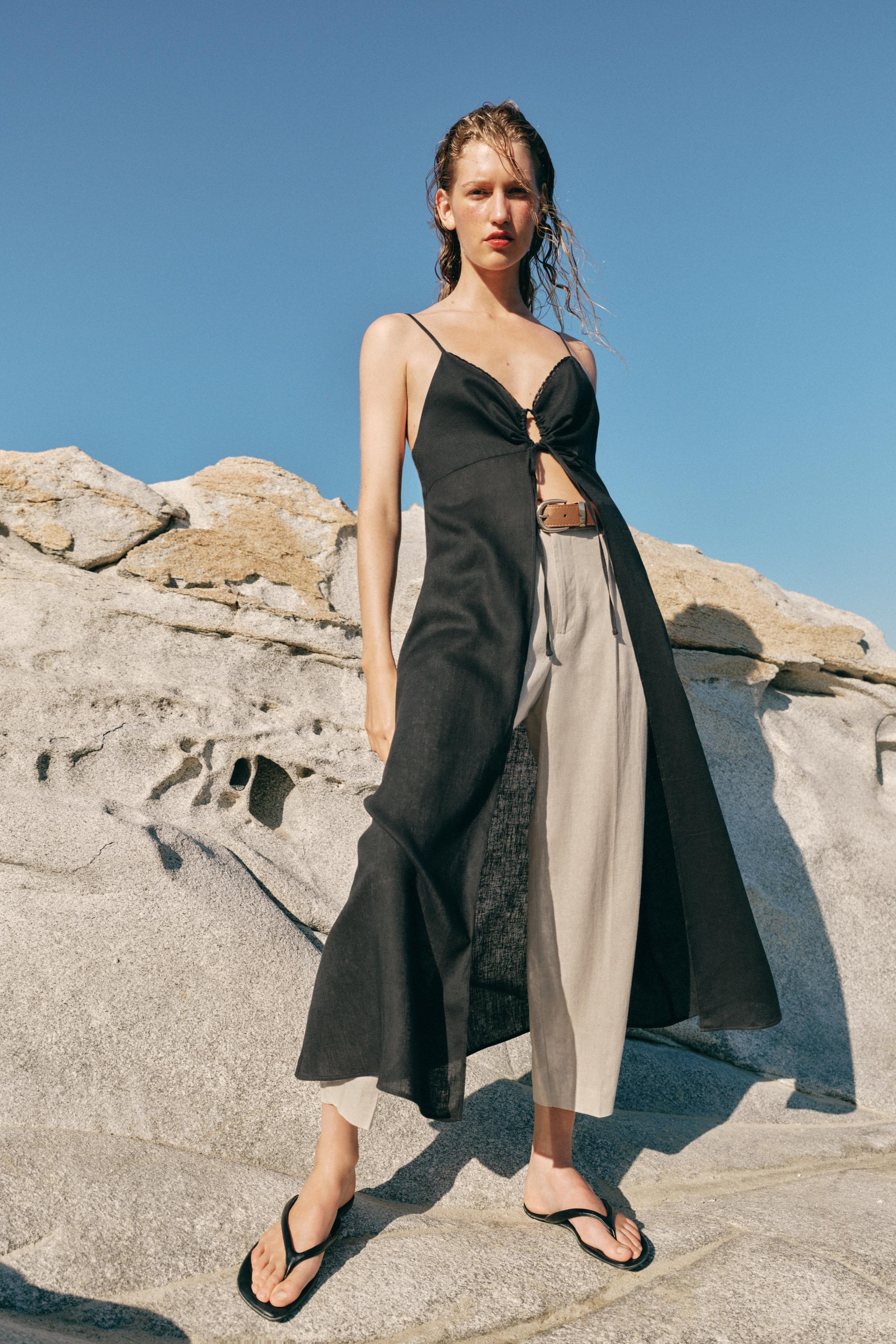 Длинный топ-бюстье из смесового льна — ZARA