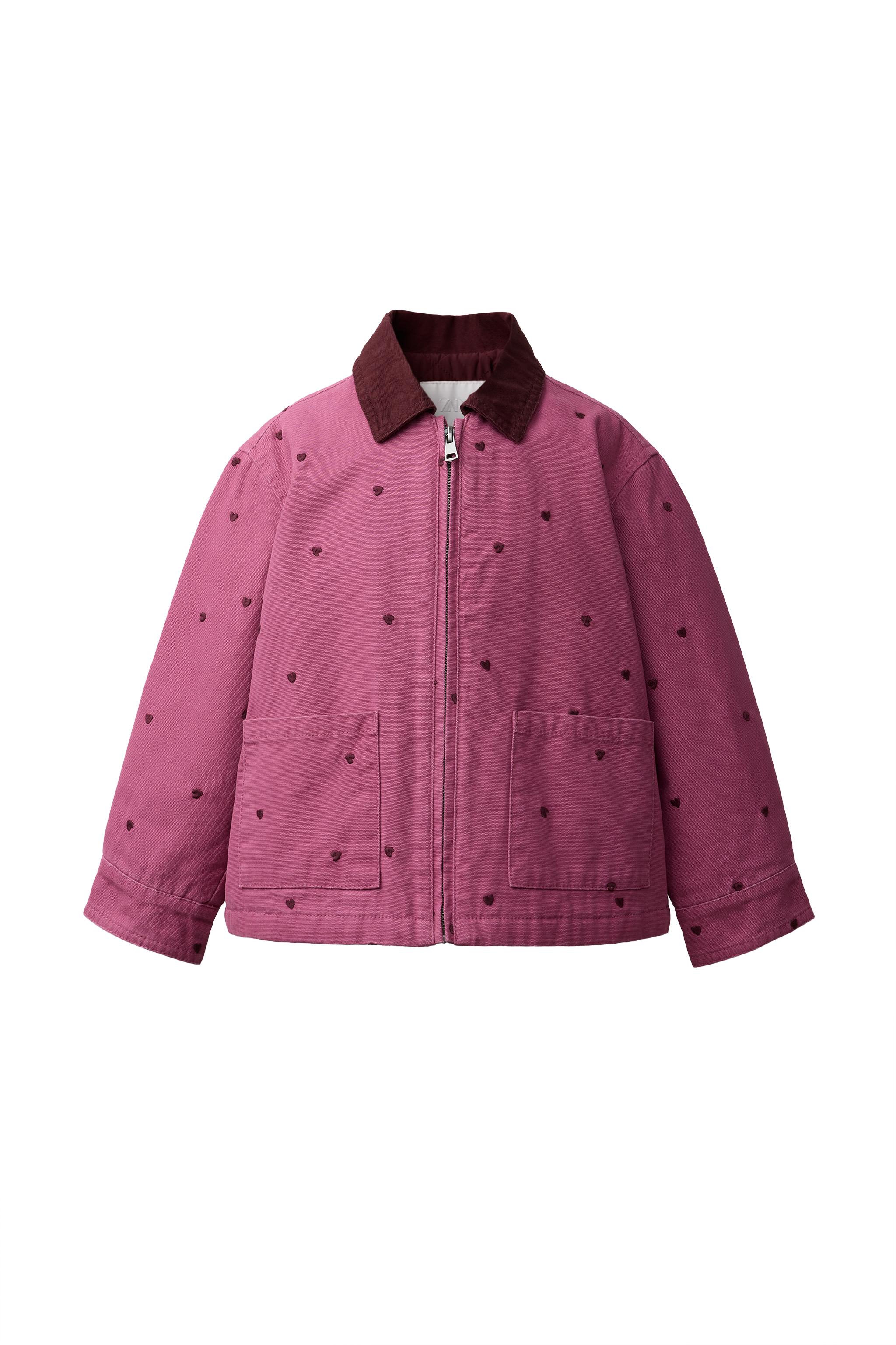 Куртка из плотного хлопка с вышитым сердцем — ZARA