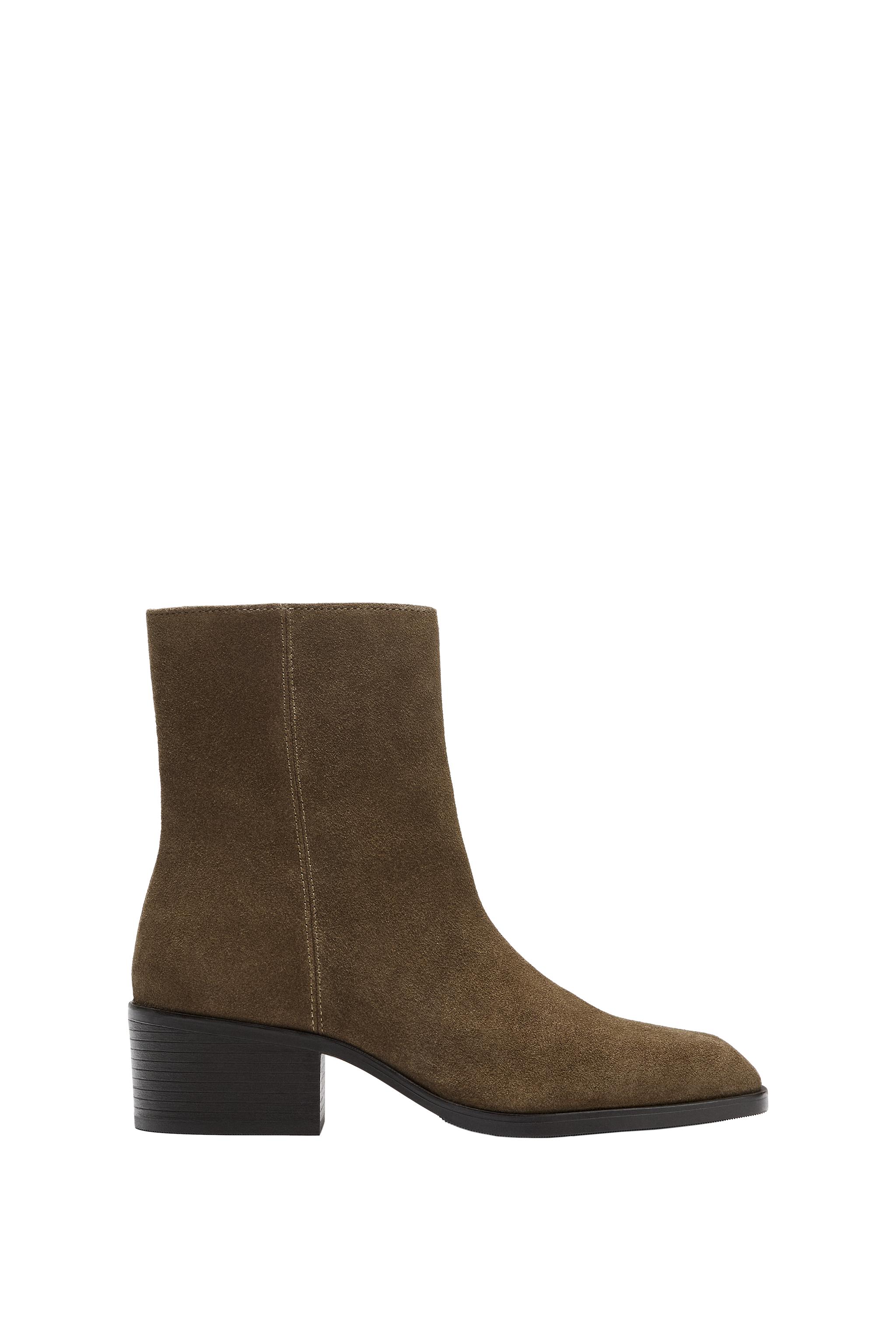 SPLIT SUEDE HEELED ANBLE BOOTS — ZARA