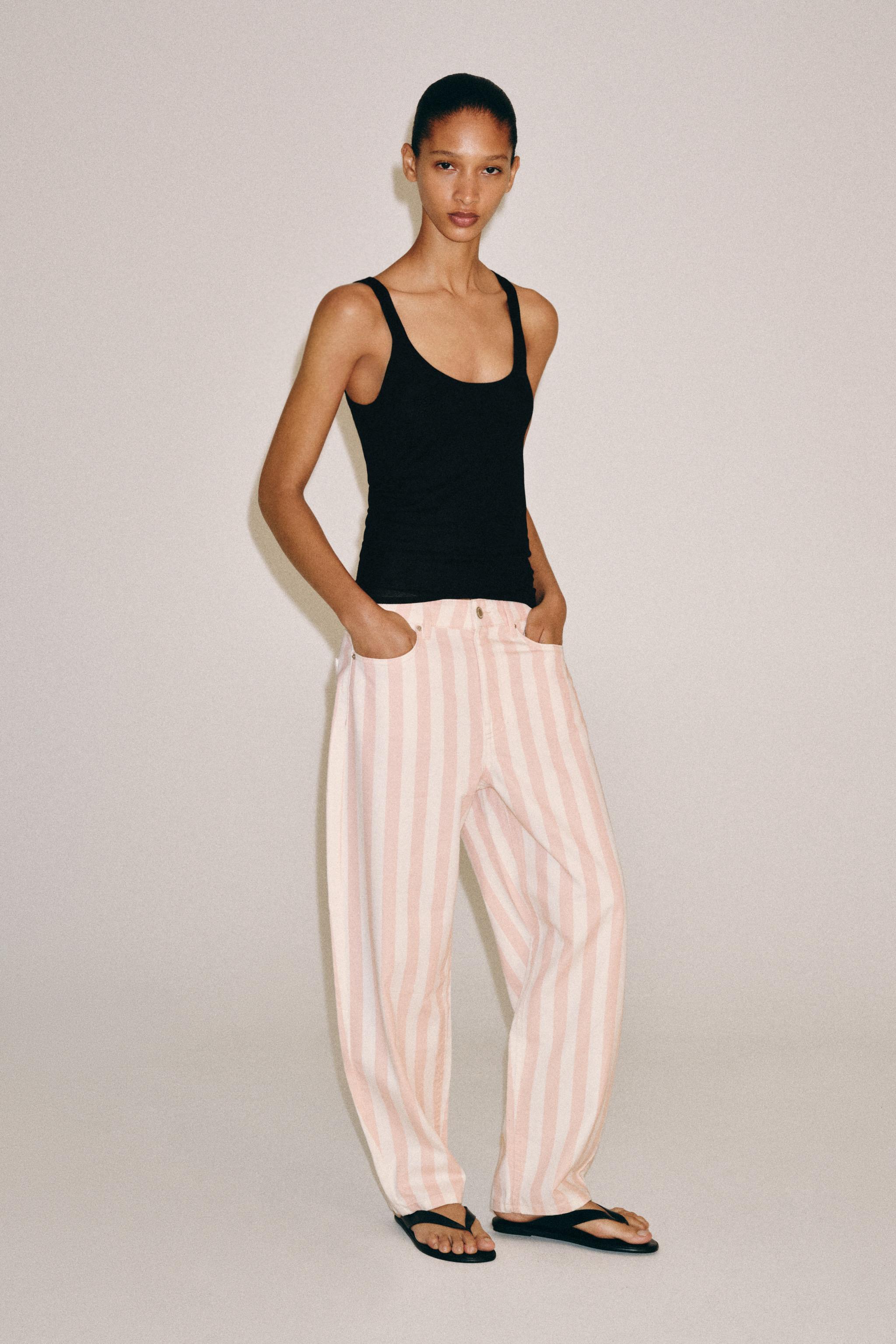 ЗАУЖЕННЫЕ ДЖИНСЫ В ПОЛОСКУ СО СРЕДНЕЙ ПОСАДКОЙ — ZW COLLECTION — ZARA