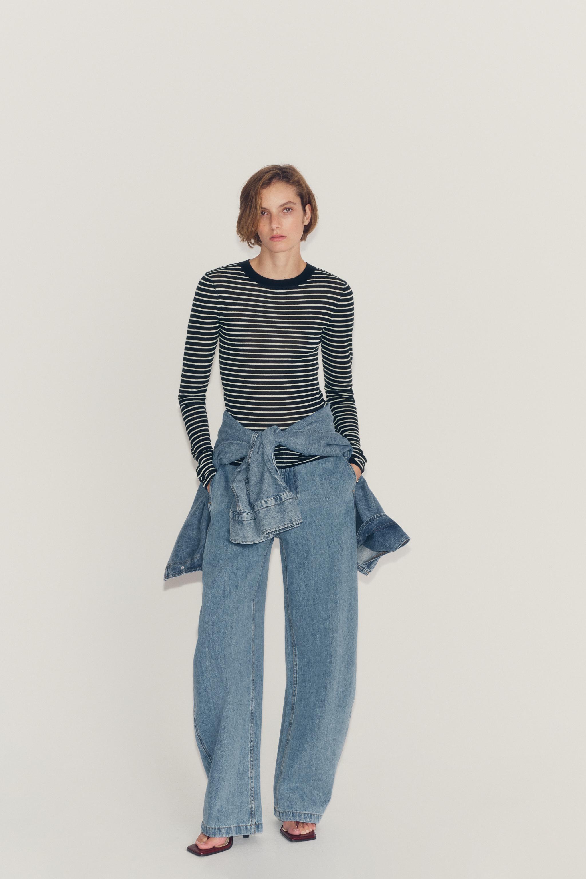 Джемпер в тонкую полоску из трикотажа — ZARA