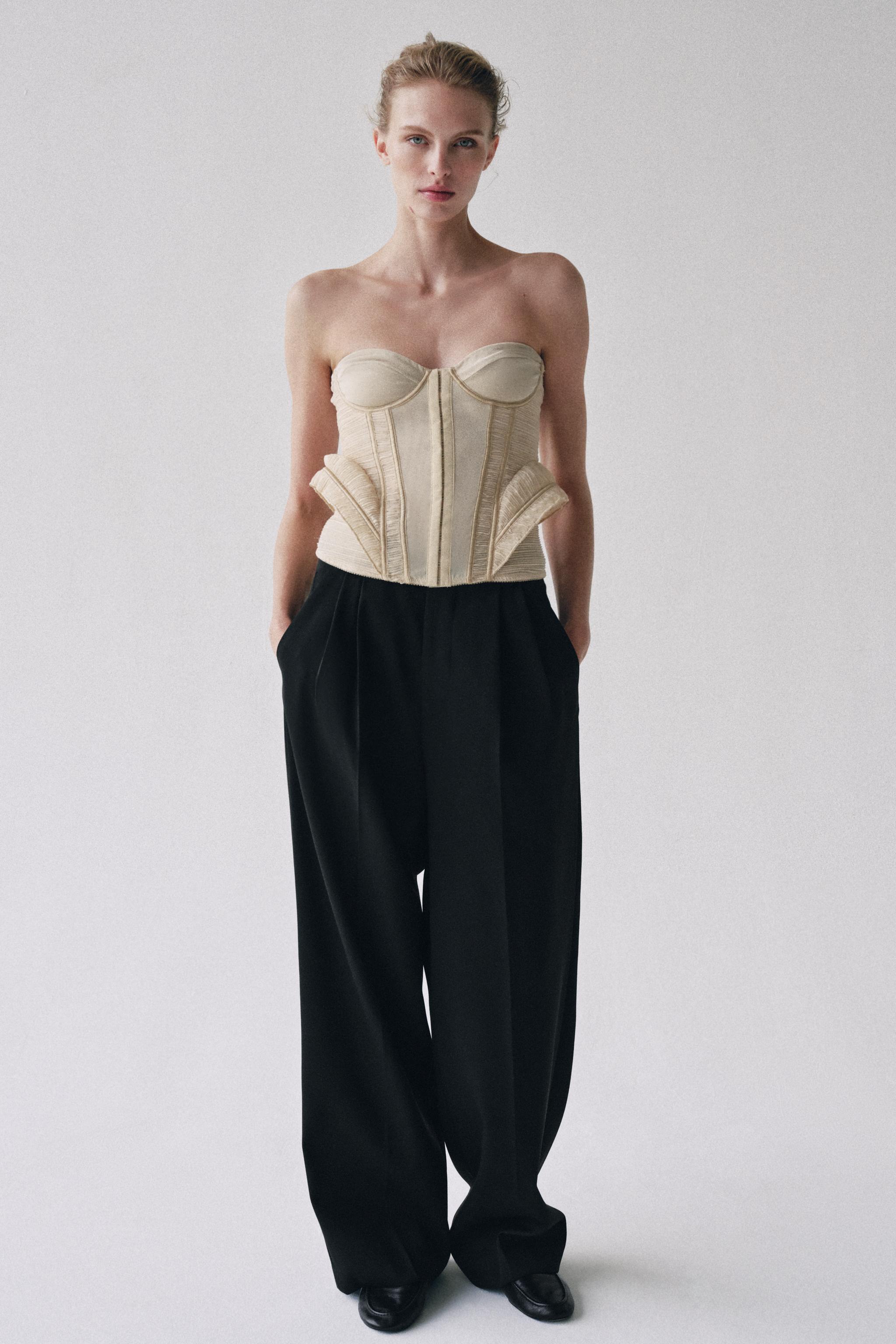 Фактурный корсет из комбинированных материалов — ZARA