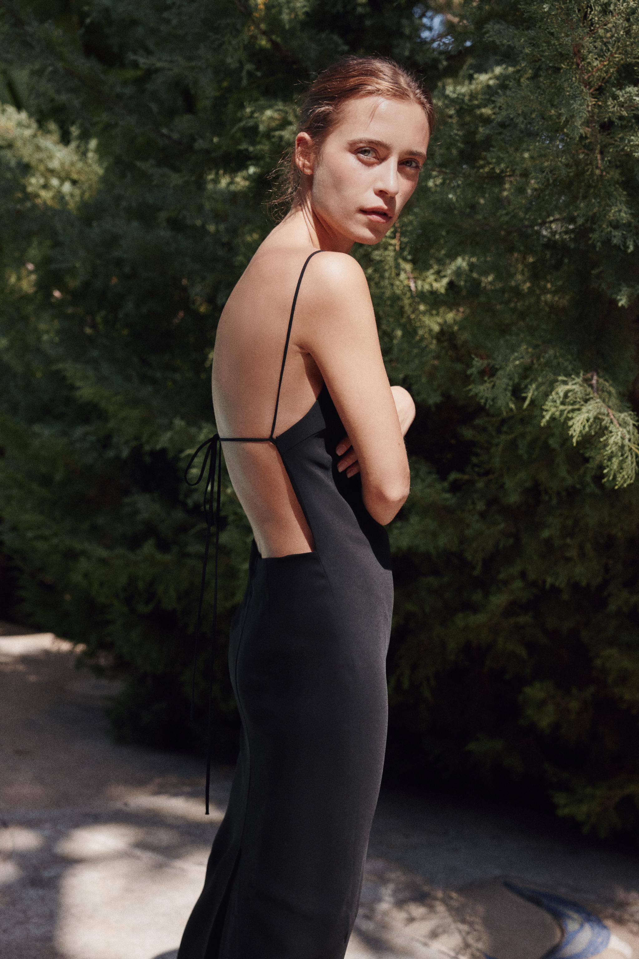 Платье из смесового вискозного волокна с тонкими бретелями — ZARA