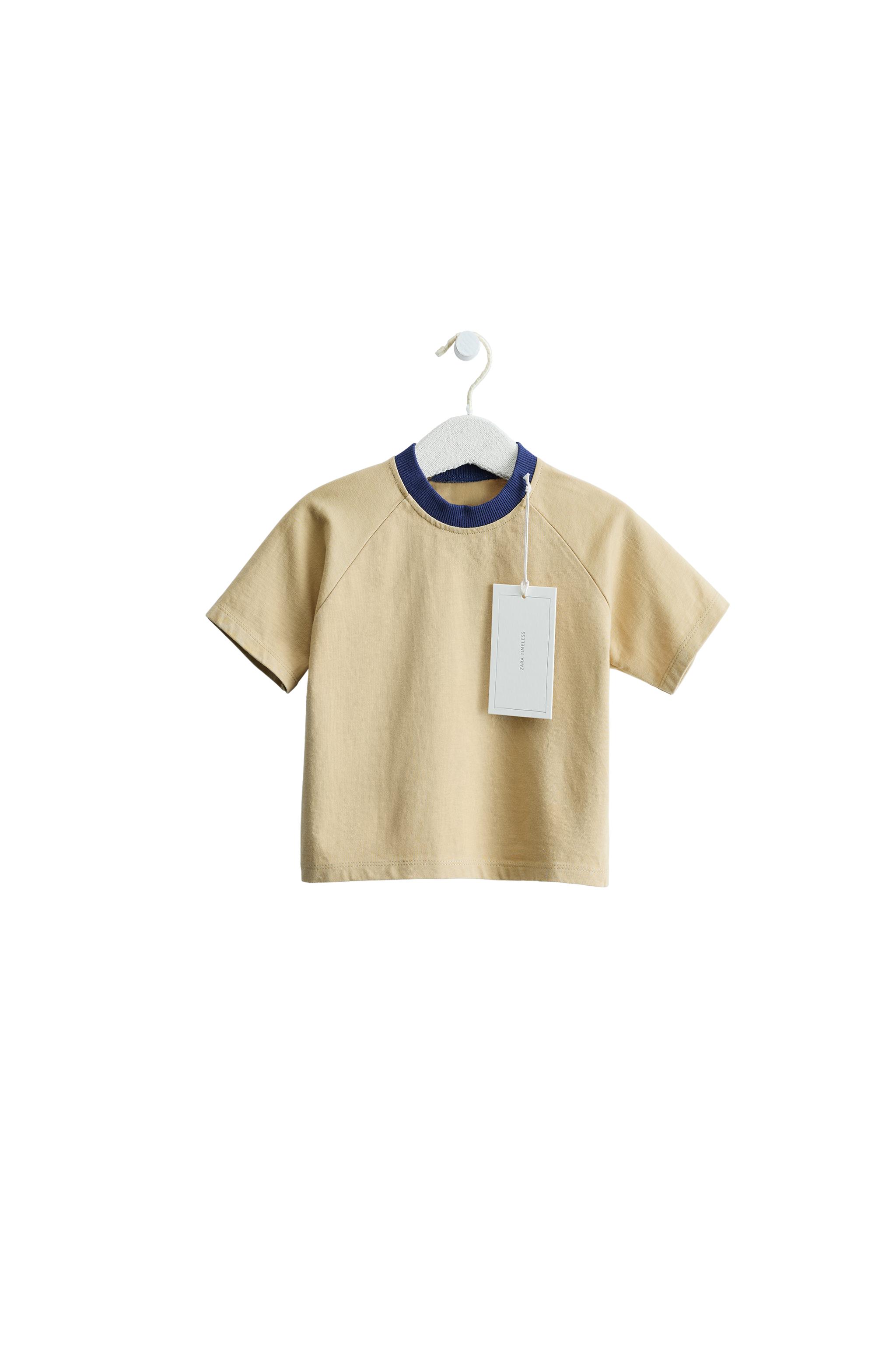 ZARA TIMELESS — ФУТБОЛКА С КОНТРАСТНЫМ ВОРОТНИКОМ — ZARA