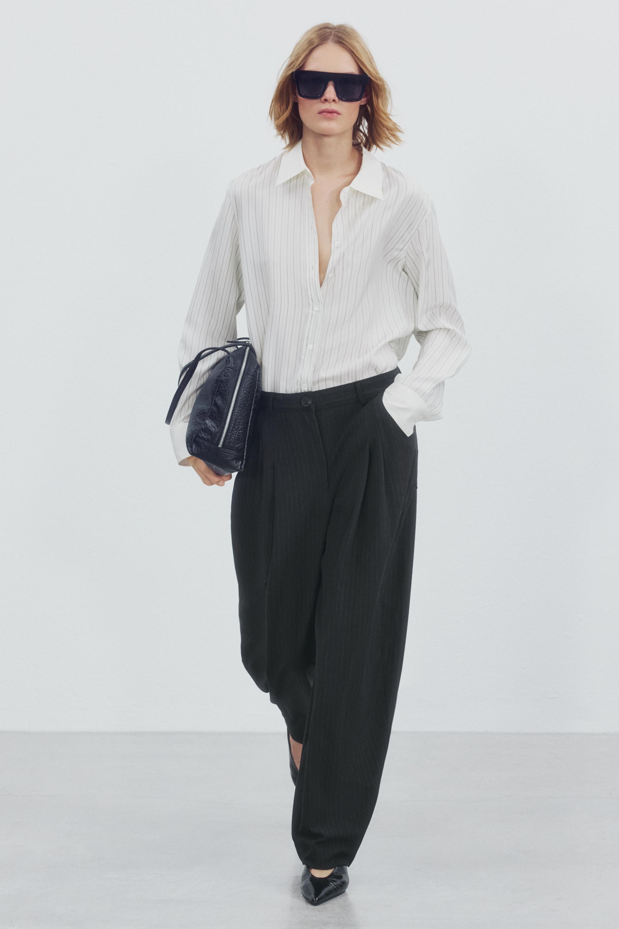 БРЮКИ BARREL В ТОНКУЮ ПОЛОСКУ — ZW COLLECTION — ZARA
