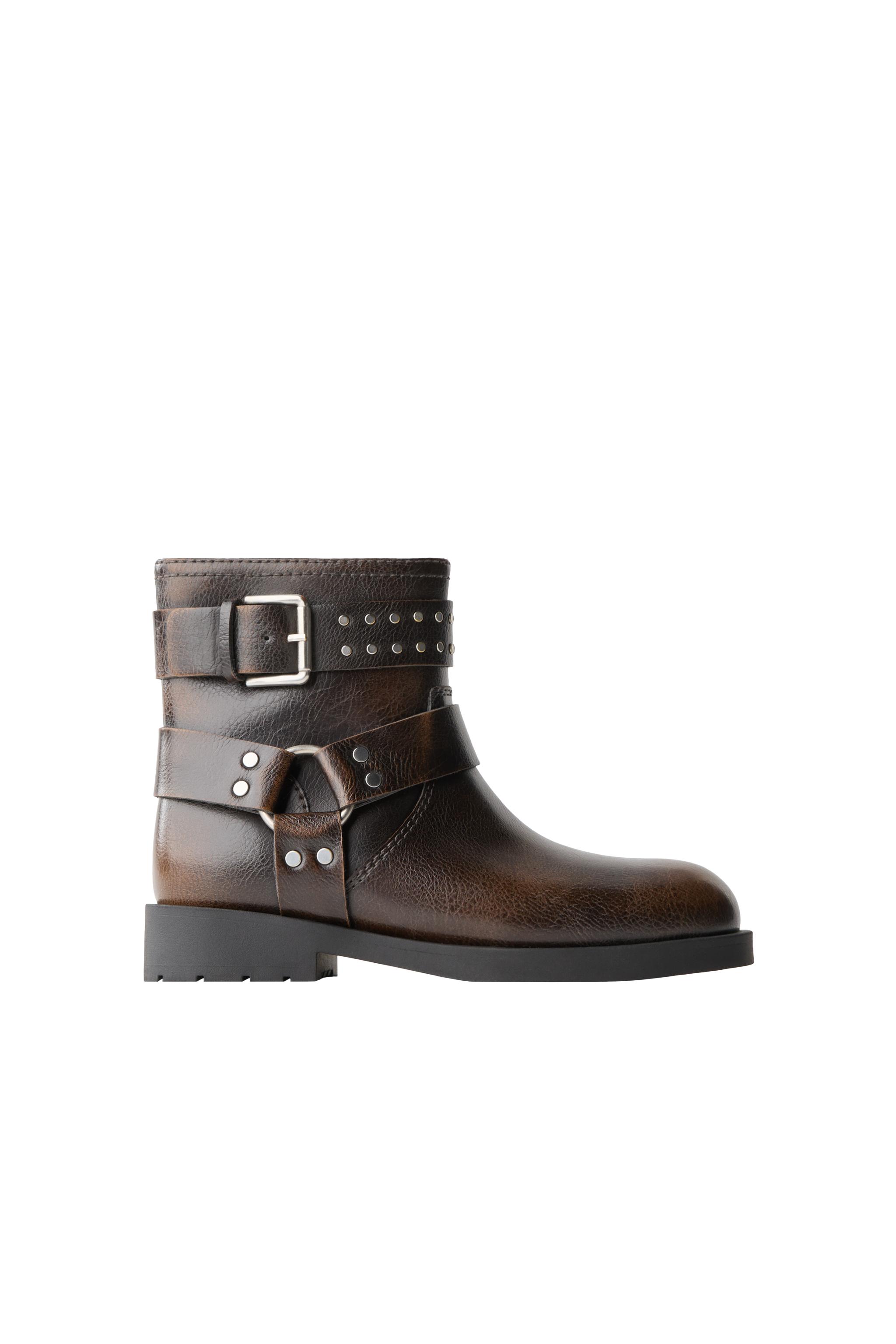 БОТИЛЬОНЫ С ЗАКЛЕПКАМИ И ДВУМЯ ПРЯЖКАМИ — ZARA