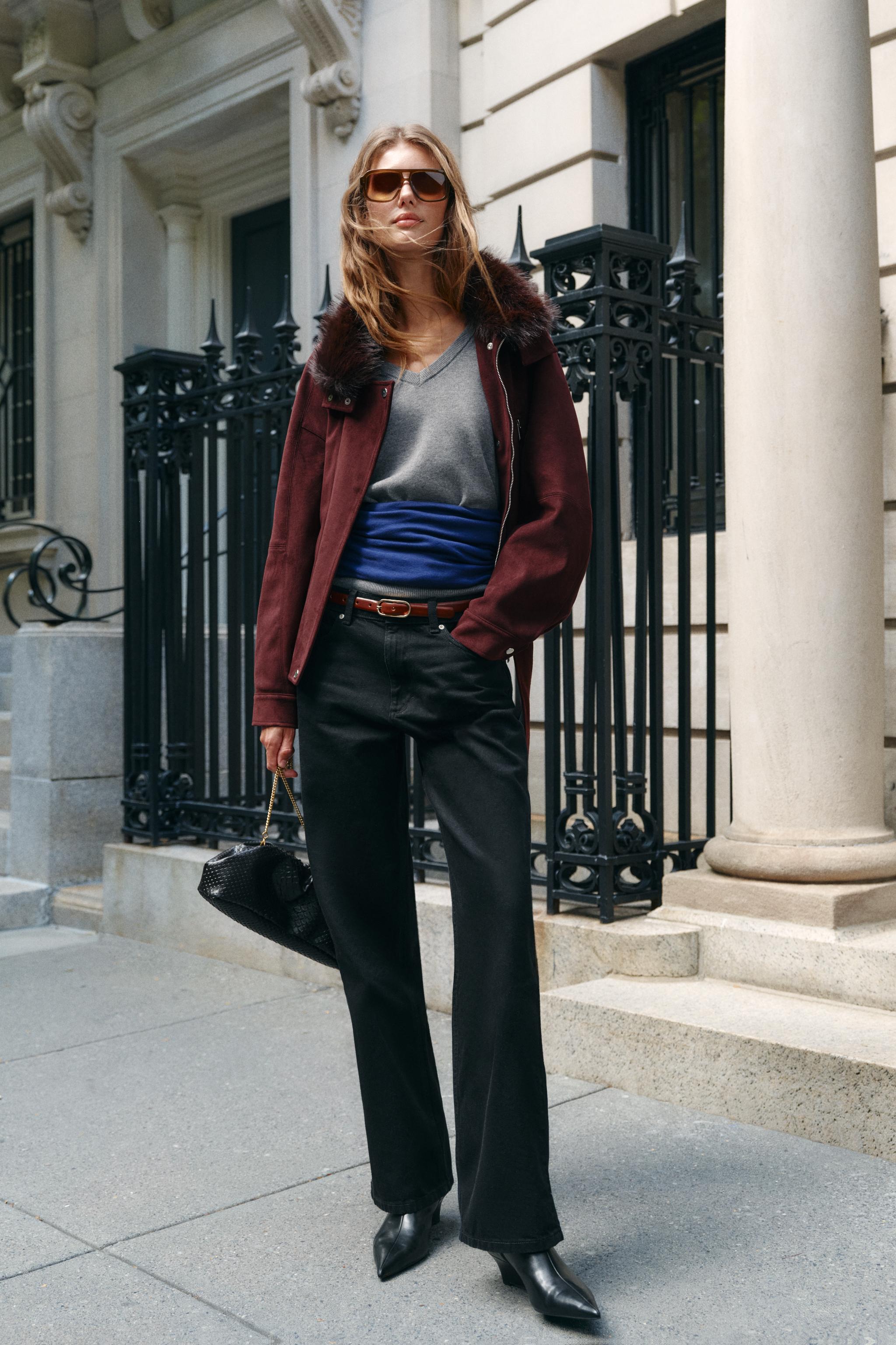 КУРТКА С МЕХОВЫМ ВОРОТНИКОМ И РЕМНЕМ — ZARA